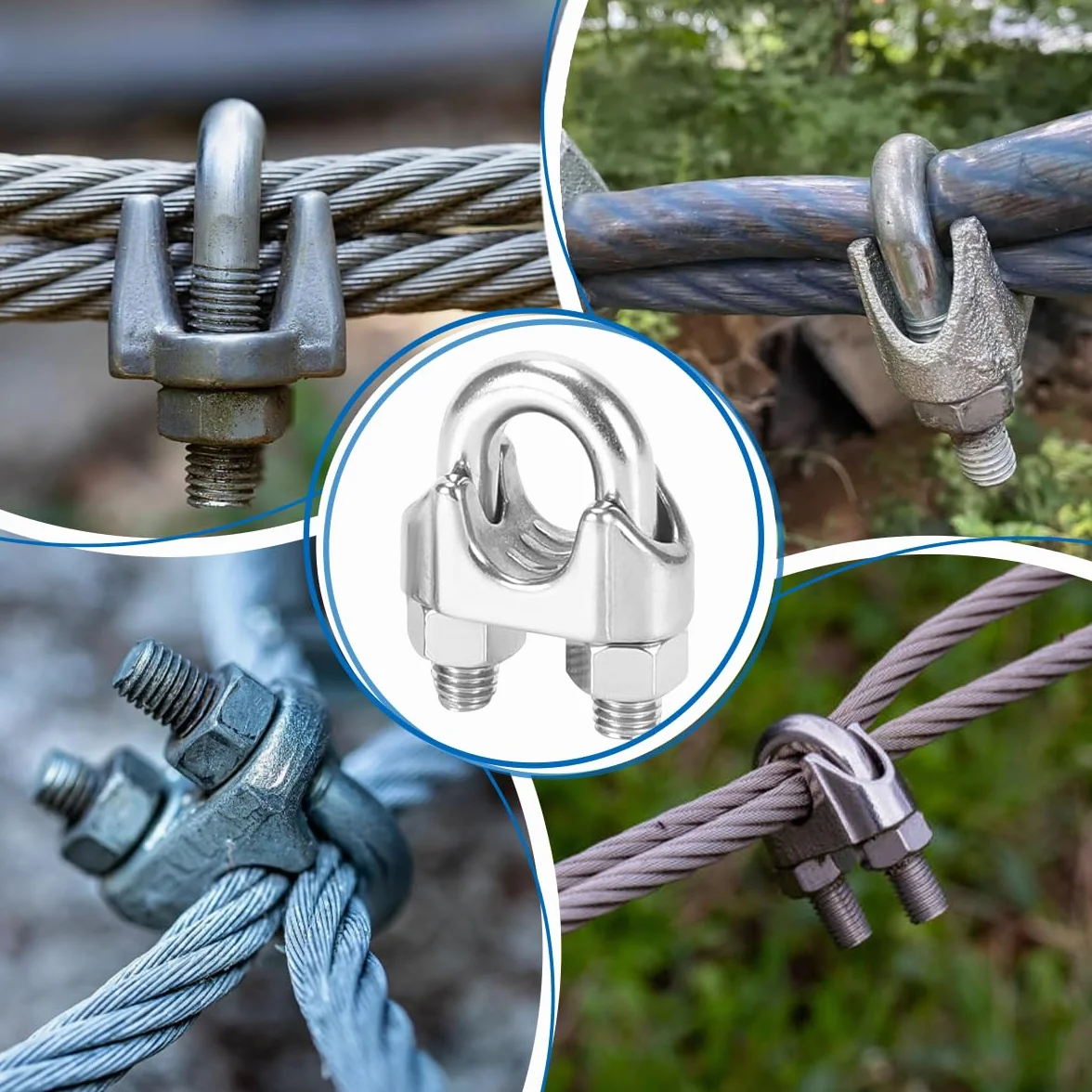 20 sztuk zacisków linowych 4 mm, stal nierdzewna 304, zacisk linowy do lin stalowych 4 mm, nierdzewny zacisk pałąkowy, zaciski linowe M4, zacisk linowy do żagli przeciwsłonecznych, lin do prania