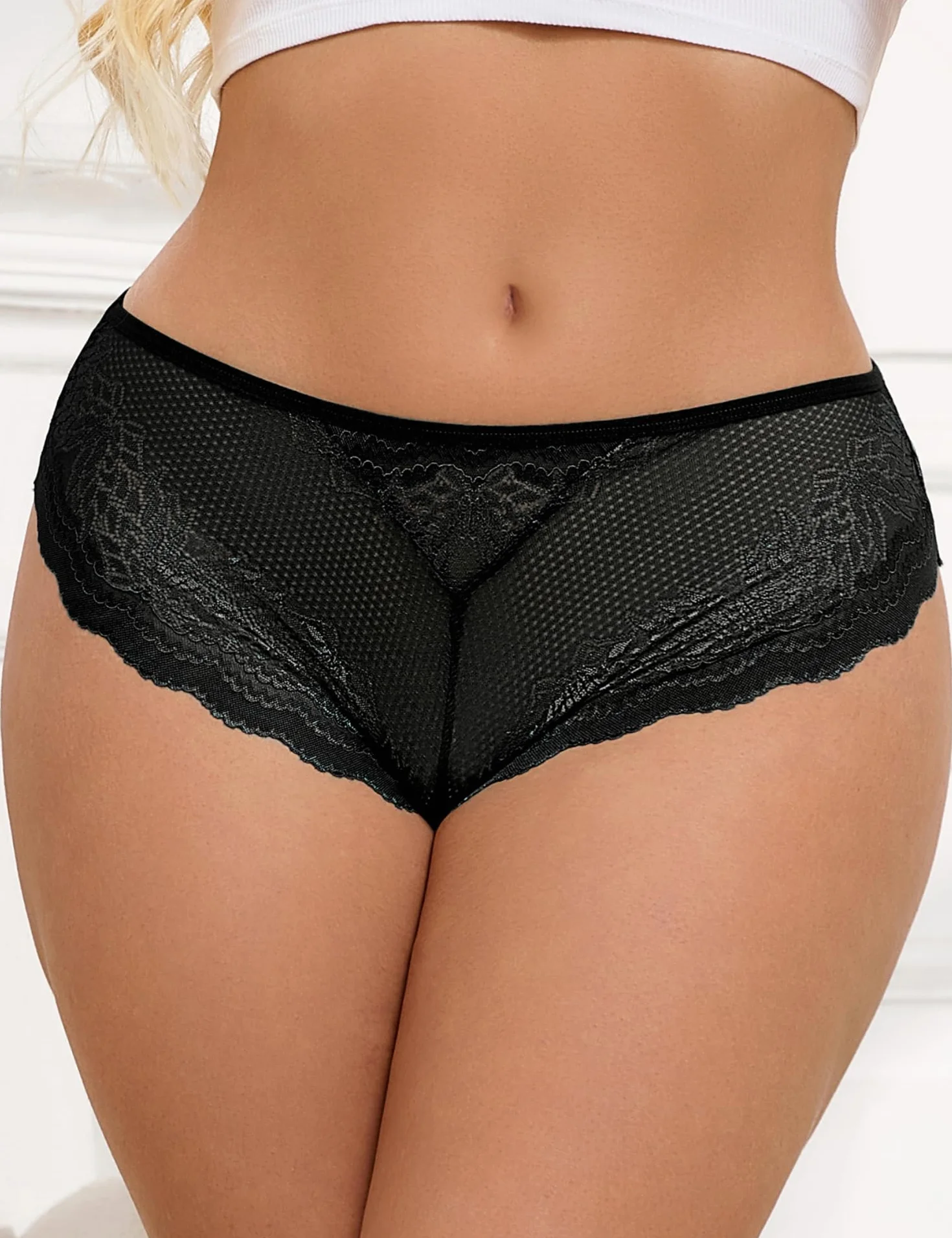 Comeondear Seksowne Stringi Damskie Koronkowe Niski Stan Plus Size