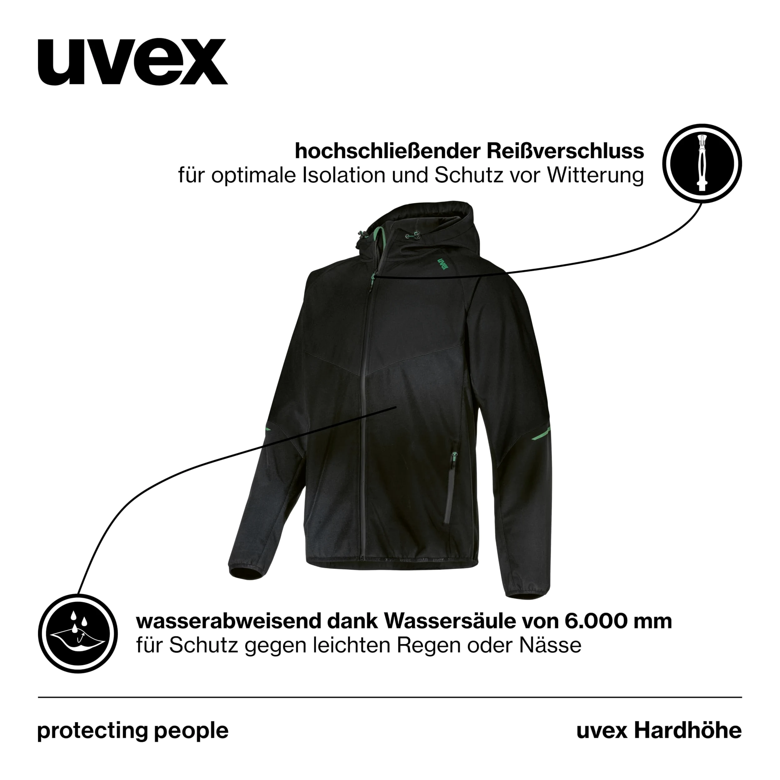 Uvex Hardhöhe Softshell Jacket - Wodoodporna kurtka rekreacyjna wykonana z poliestru pochodzącego z recyklingu