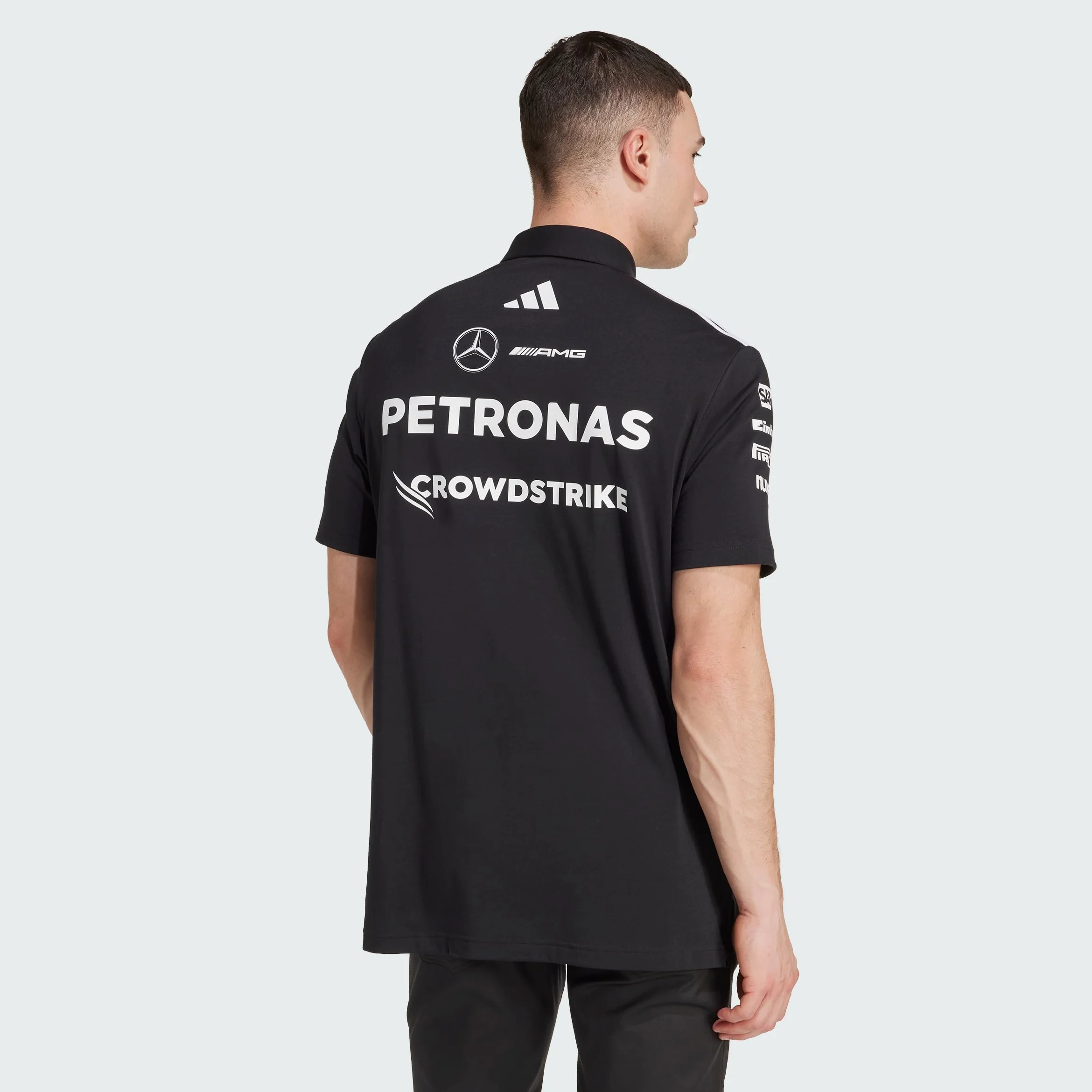 adidas Mężczyźni MERCEDES - AMG PETRONAS FORMULA ONE TEAM TEAM POLO BLACK MEN, black/white, L
