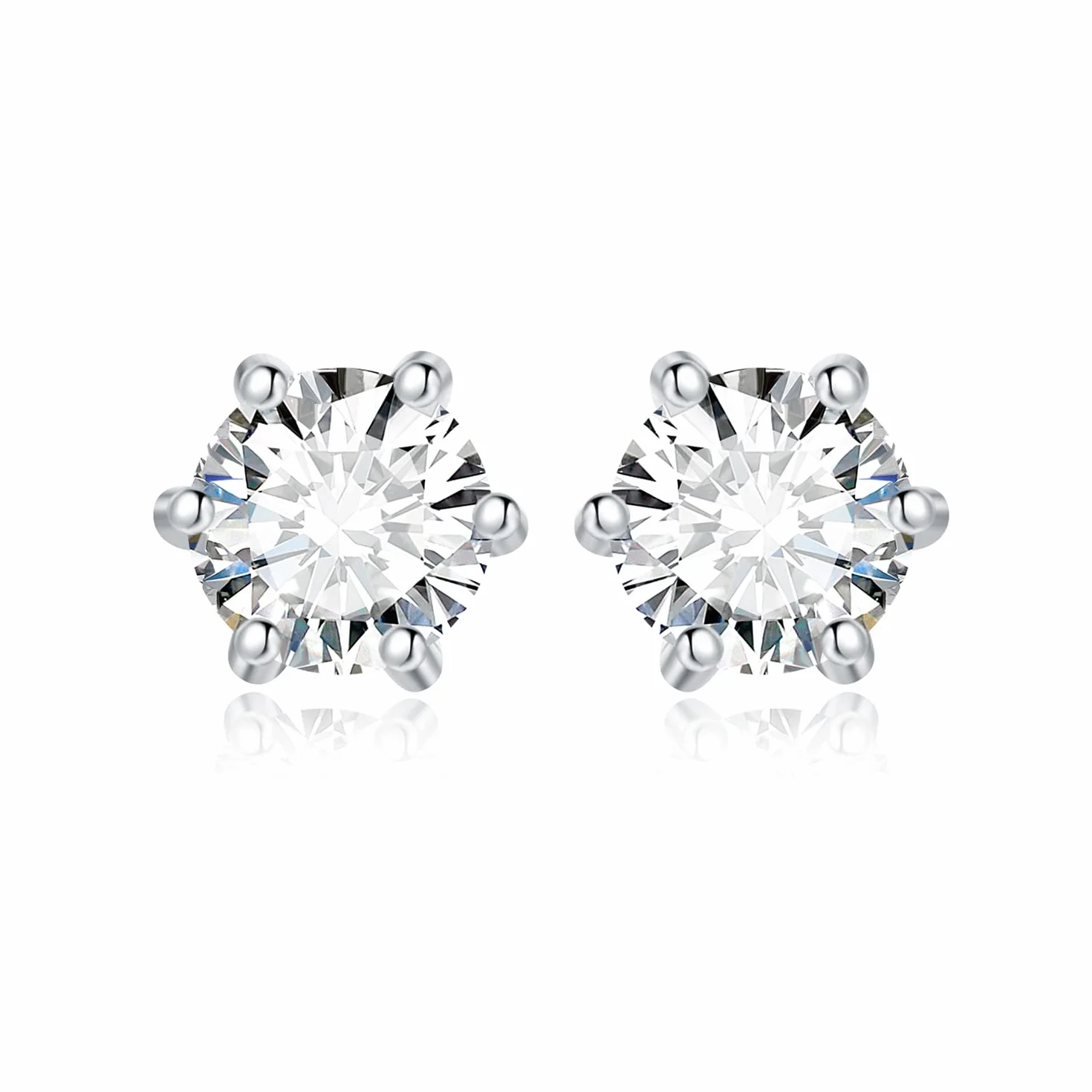 JewelryPalace Okrągłe kolczyki sztyfty Moissanite Srebro 925 Kolczyki damskie Srebrne dziewczęce kamienie szlachetne Prezent