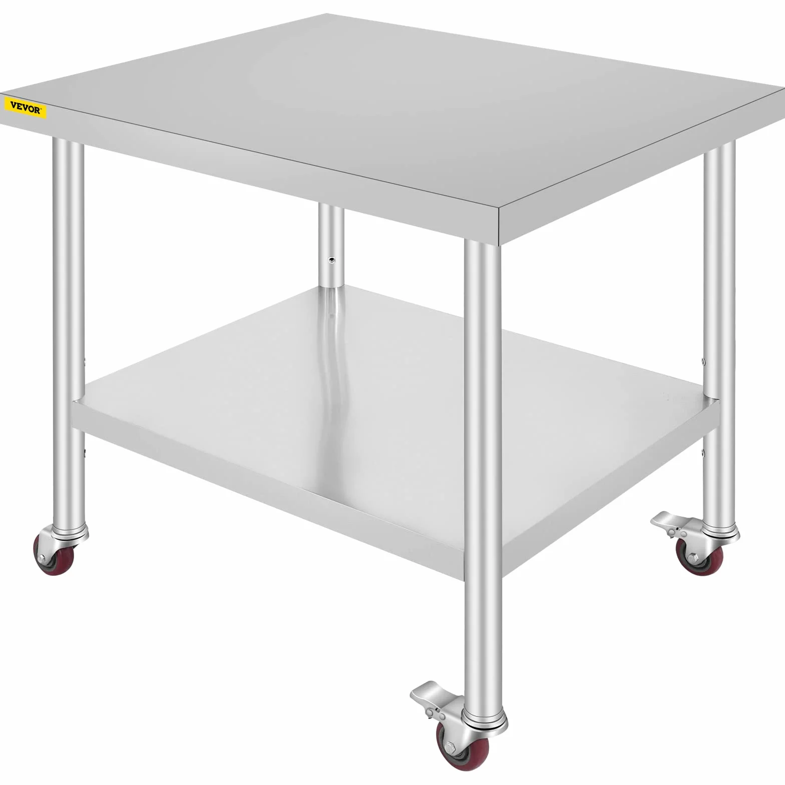 VEVOR Stół roboczy ze stali nierdzewnej blat do kuchni 76x91x86cm profesjonalny blat roboczy 4 koła do przygotowania żywności