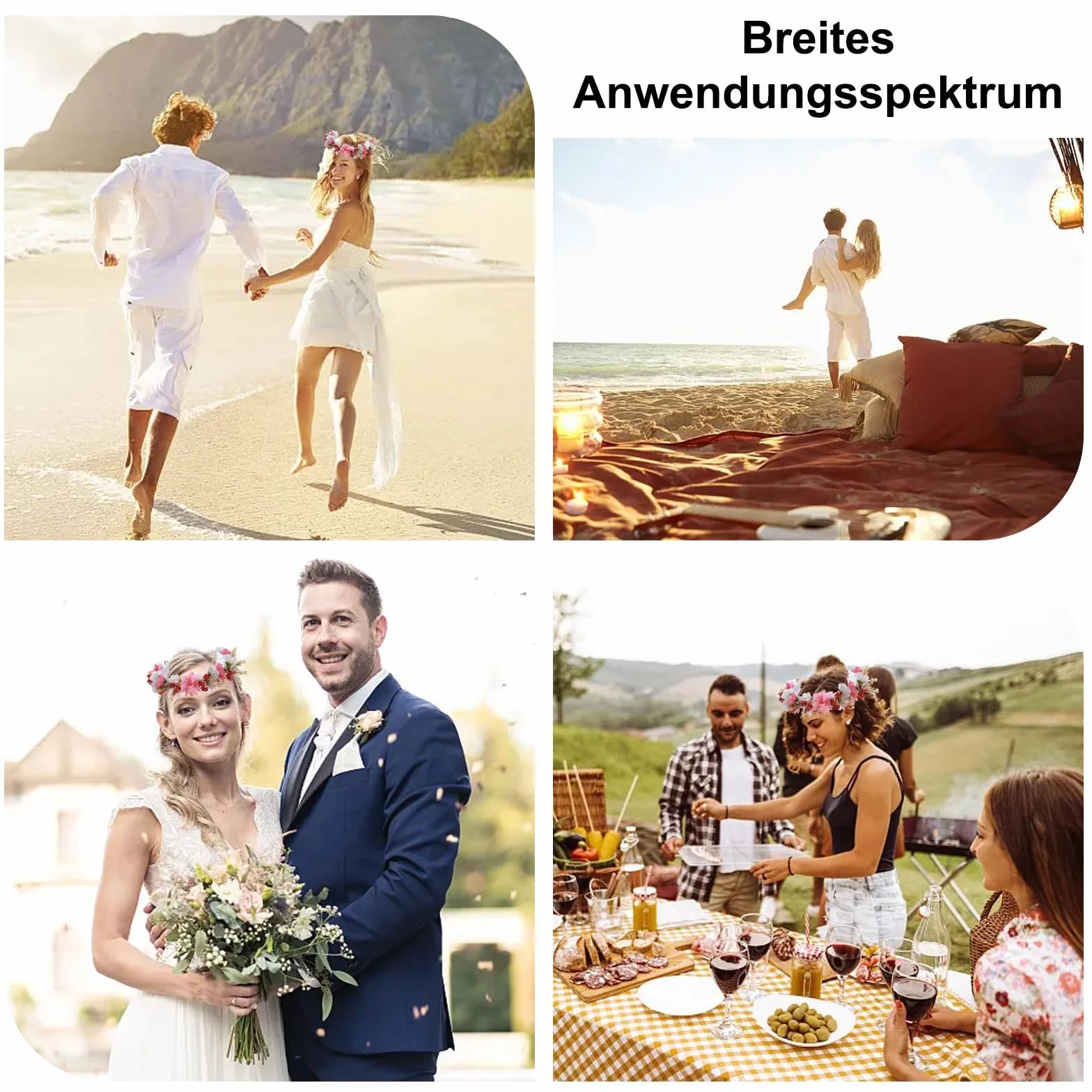 Korona kwiatowa, wianek kwiatowy, opaska na czoło w stylu boho, wianek na włosy, wianek z kwiatów, opaska na czoło, opaska na włosy, na wesele, ceremonię, festiwal, imprezę, plażę