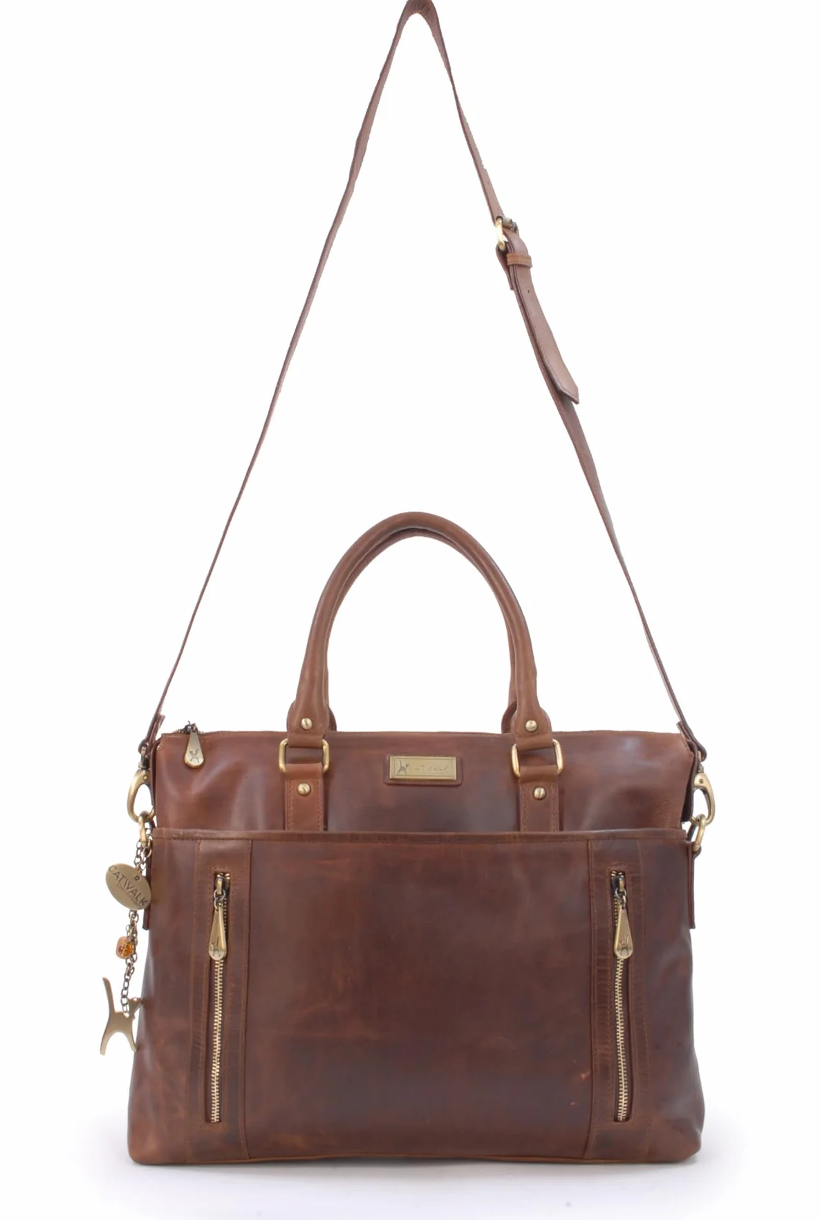Catwalk Collection Handbags - Duża Damska Skórzana Torebka Typu Tote - Torba na Laptopa do Pracy - Aktówka z Paskiem na Ramię - Adele
