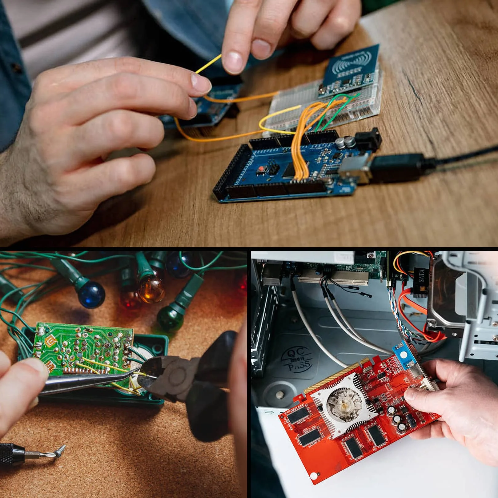 840 sztuk przewodów połączeniowych typu Breadboard, zestaw kabli połączeniowych elektroniki, przewody zaciskowe z uchwytem, zestaw kabli męskie-męskie o 14 różnych długościach, z plastikowymi zaciskam