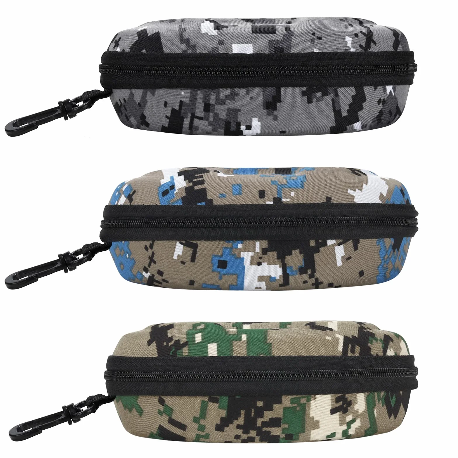 Molshine 3 sztuki Outdoor Podróż etui na okulary przeciwsłoneczne, przenośny futerał na okulary, etui na okulary z zamkiem błyskawicznym z haczykiem dla kobiet mężczyzn sport