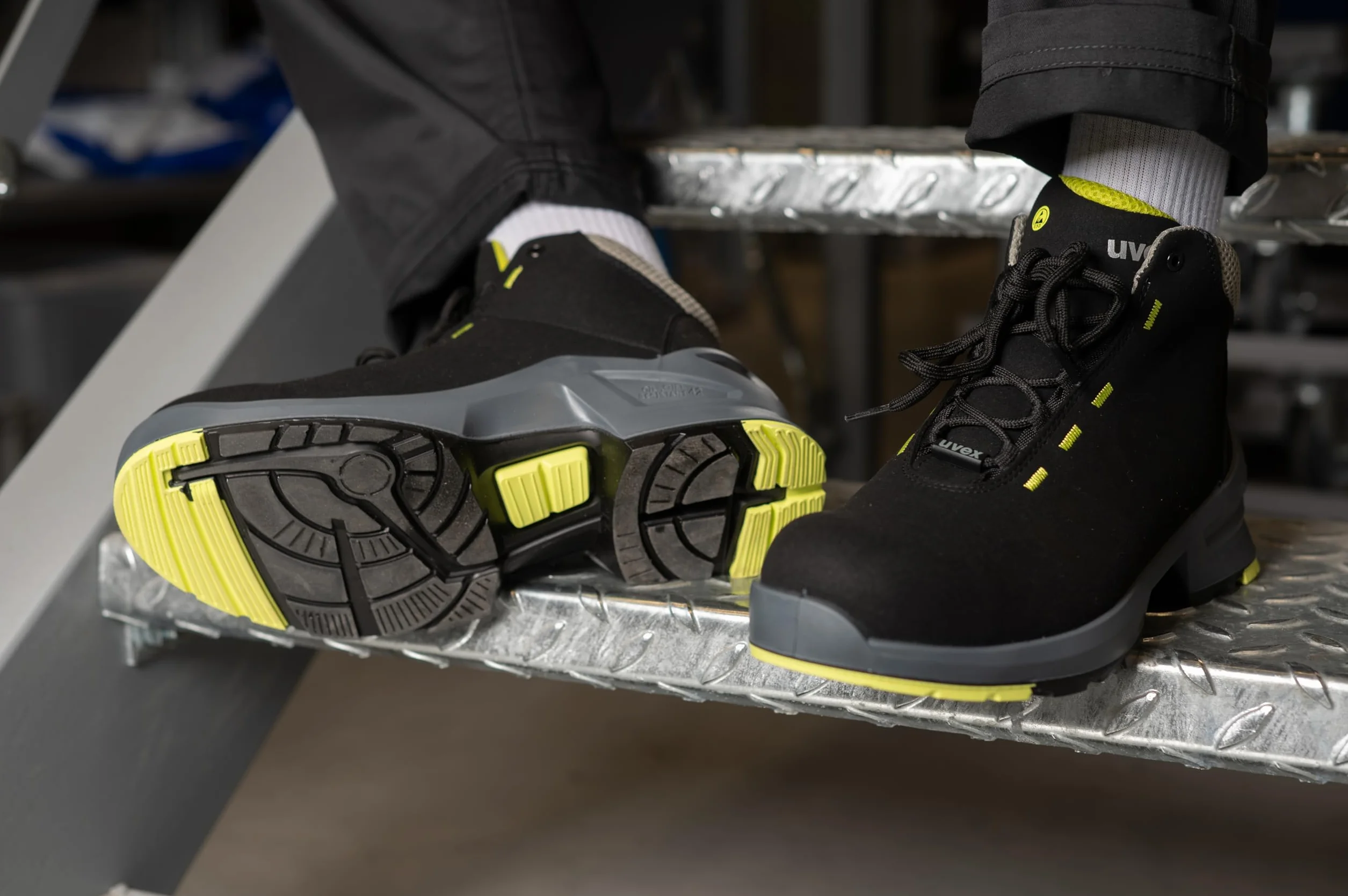 Uvex 1 x buty ochronne S2 czarno-?ó?te, buty robocze dla kobiet i m??czyzn, wodoodporne, oddychaj?ce, podeszwa ESD, rozmiar: 42