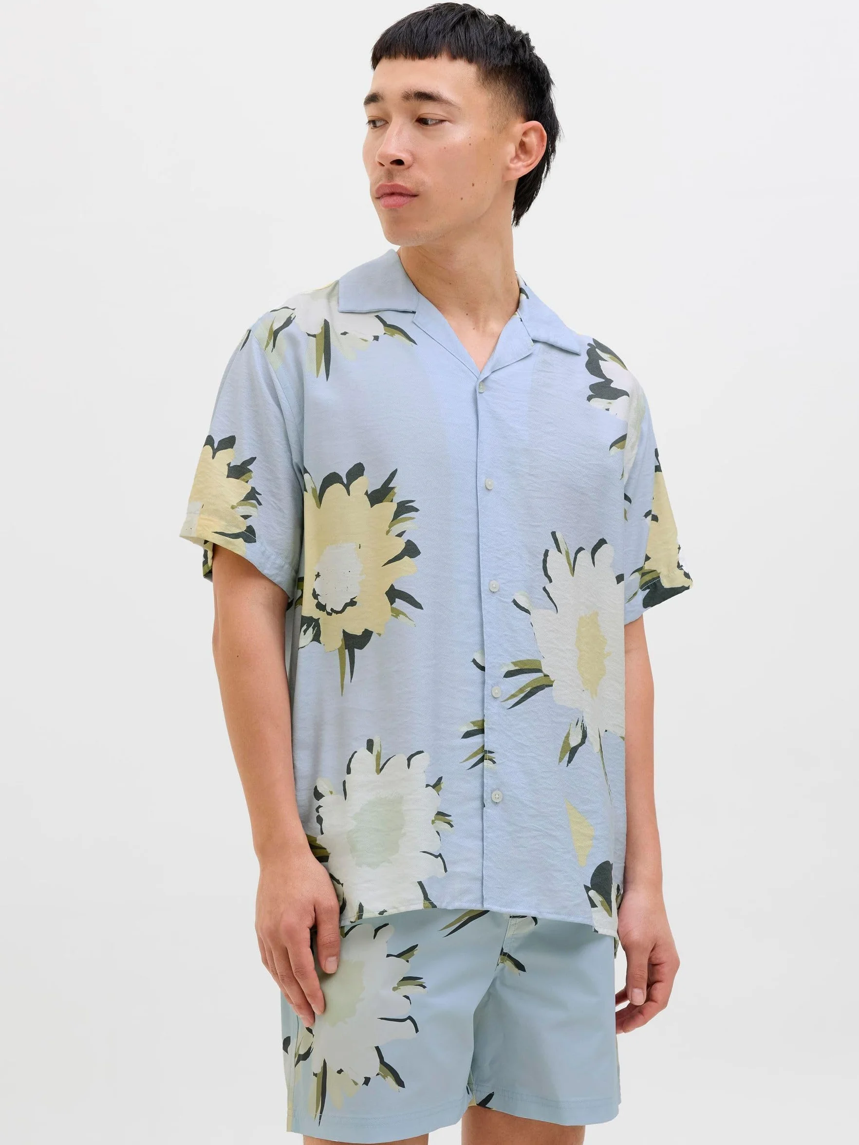 JACK & JONES Jortavira Marshall AOP Shirt Ss Oc25 męska koszulka, Skyway, L