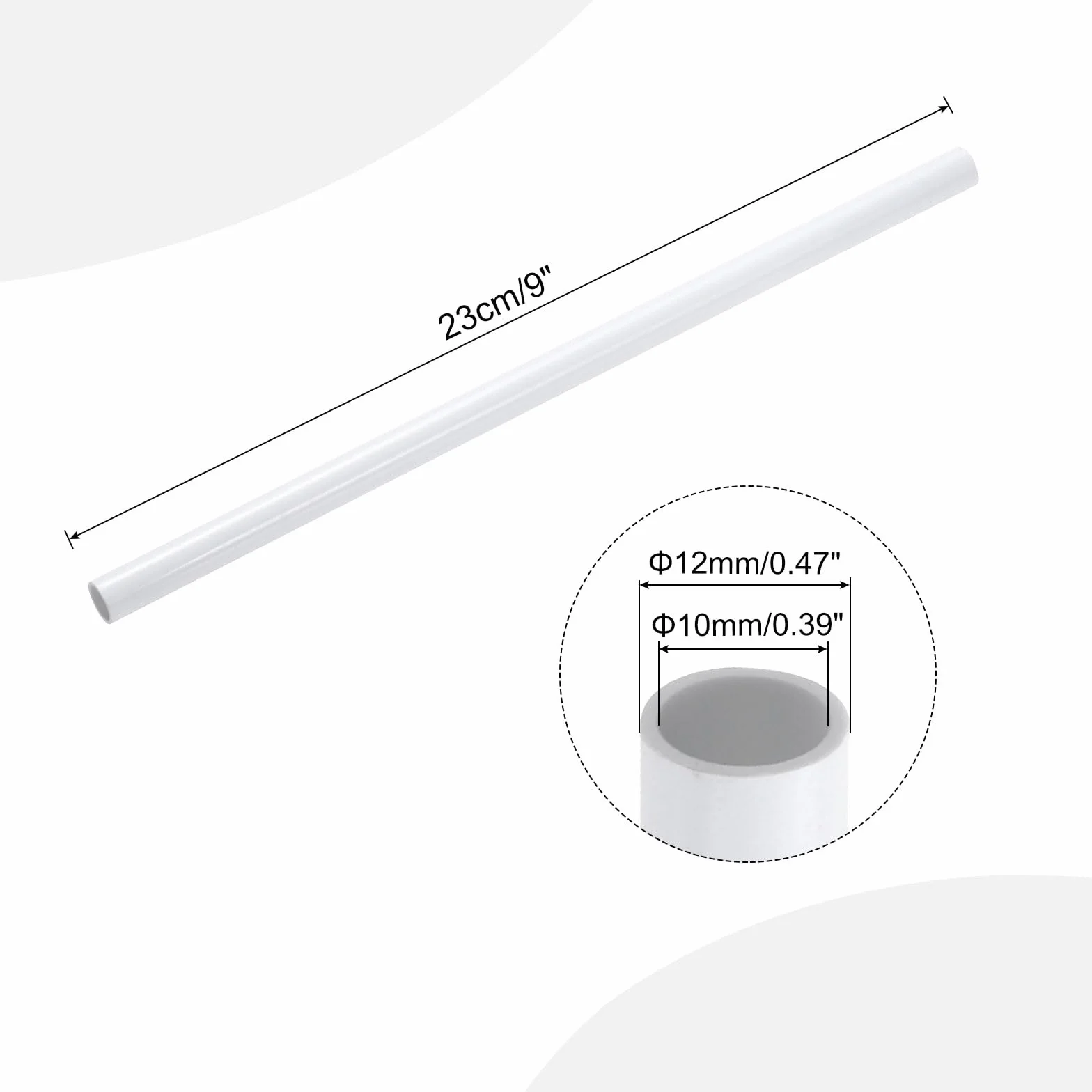 QUARKZMAN Sztywna rura PVC okrągła rura okucia 10 mm Id 12 mm od 9 "Długość biała wysoka wytrzymałość na wąż wodny, rzemiosło, osłona kabla