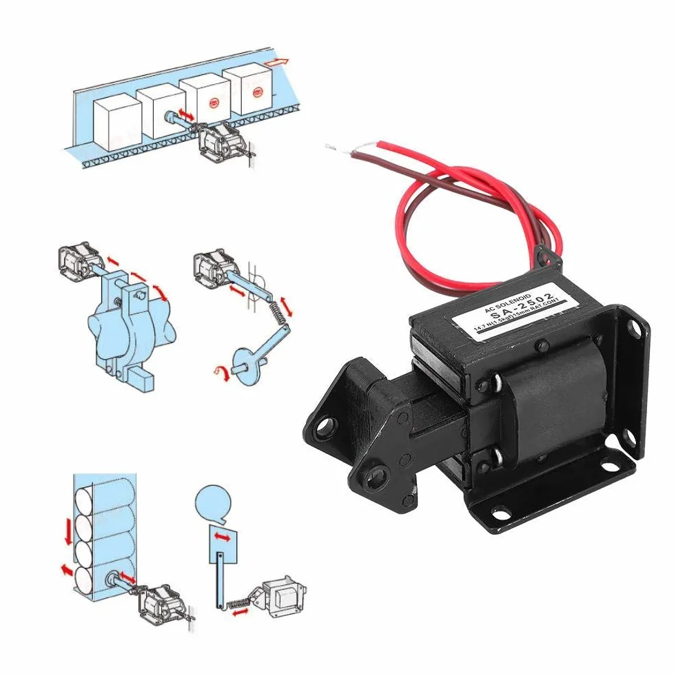 Elektromagnes, AC magnes trakcyjny elektromagnes do automatyzacji przemysłowej 220 V AC 14,7 N 15 mm skok