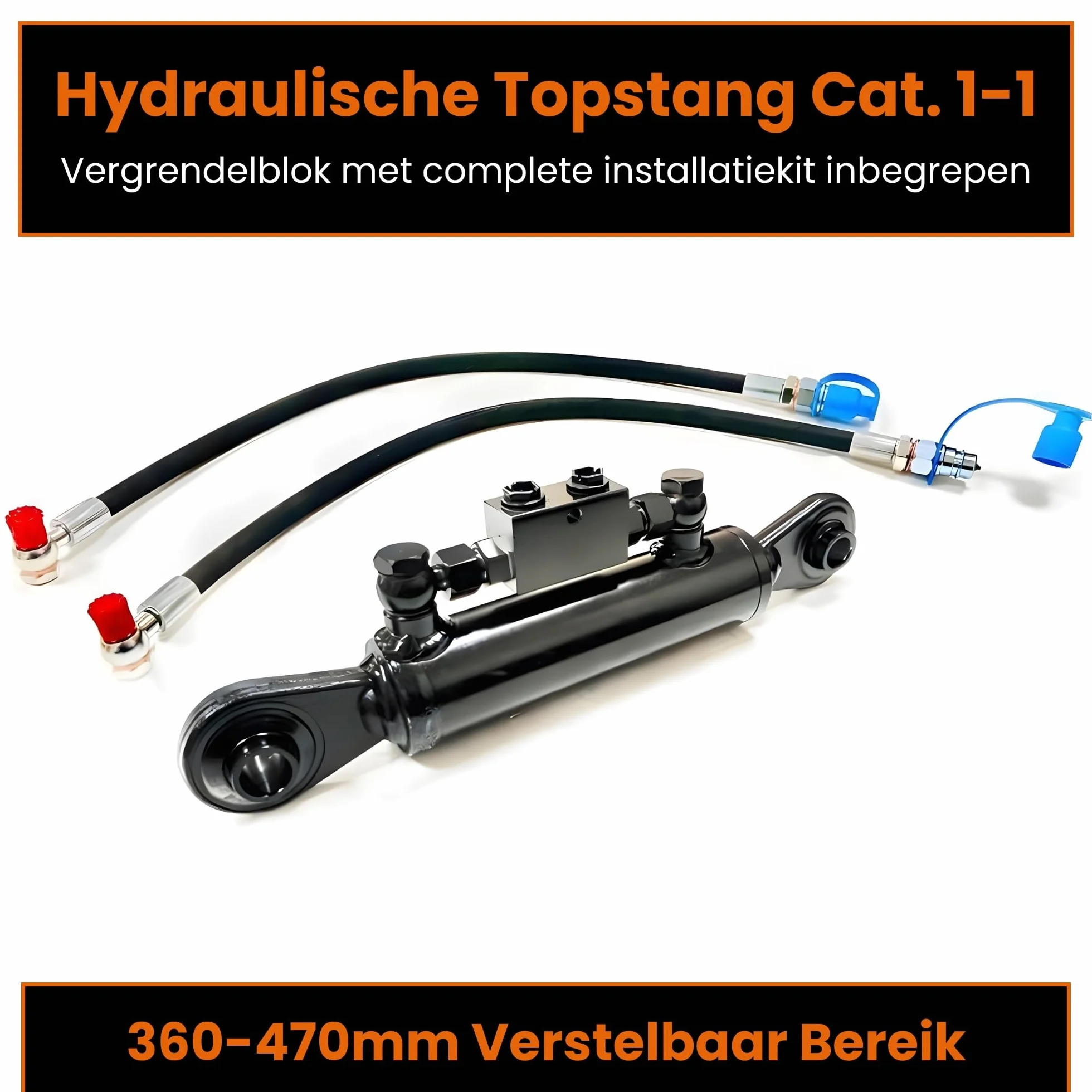 Łącznik górny hydrauliczny kat. 1-1 360-470 mm z 2 x wężami