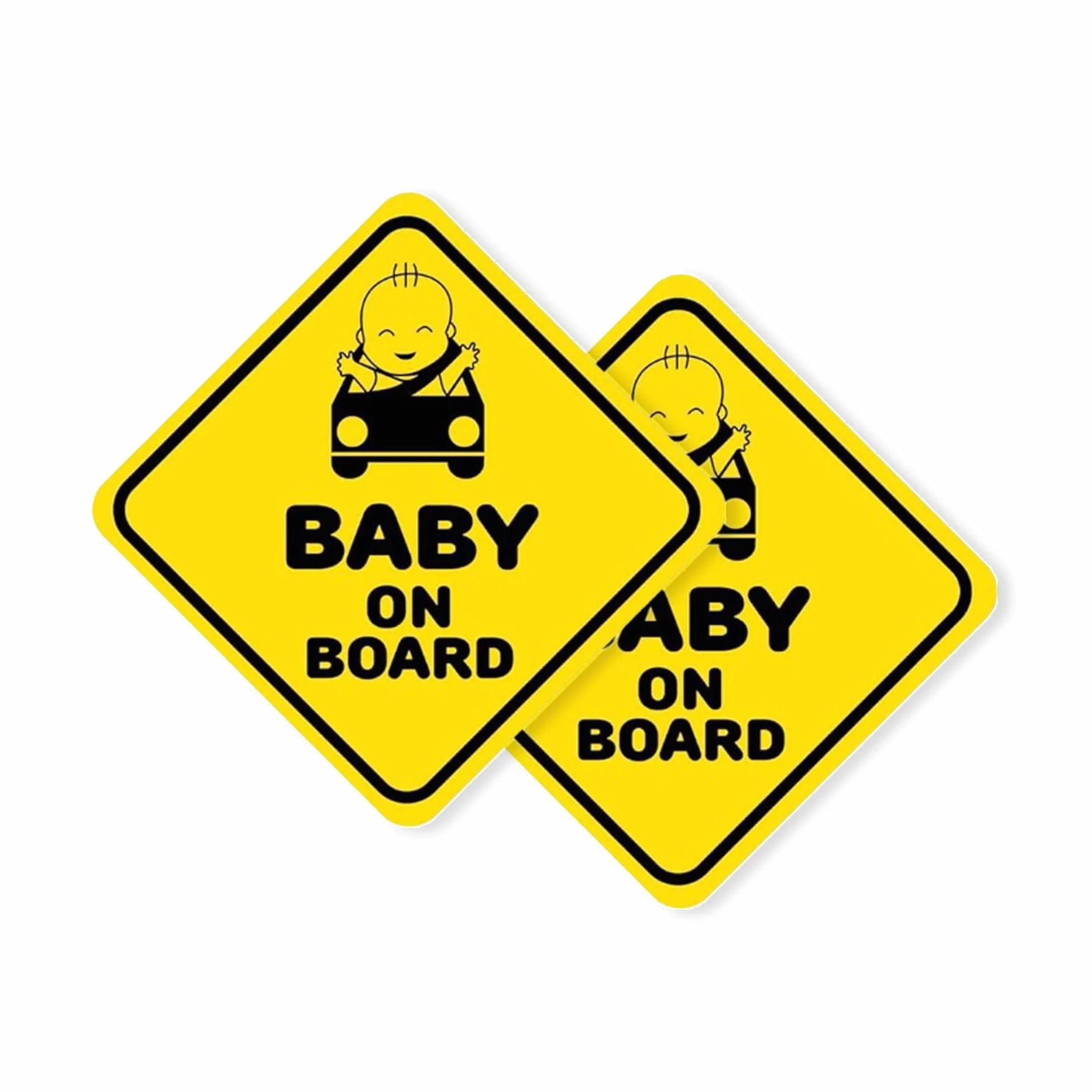 Autodomy Naklejka Dziecko na Pokładzie Zestaw 2 sztuki | Naklejki Baby On Board 10x10 cm | Widoczna z Dużej Odległości | Łatwa Aplikacja (Do Użytku Zewnętrznego)
