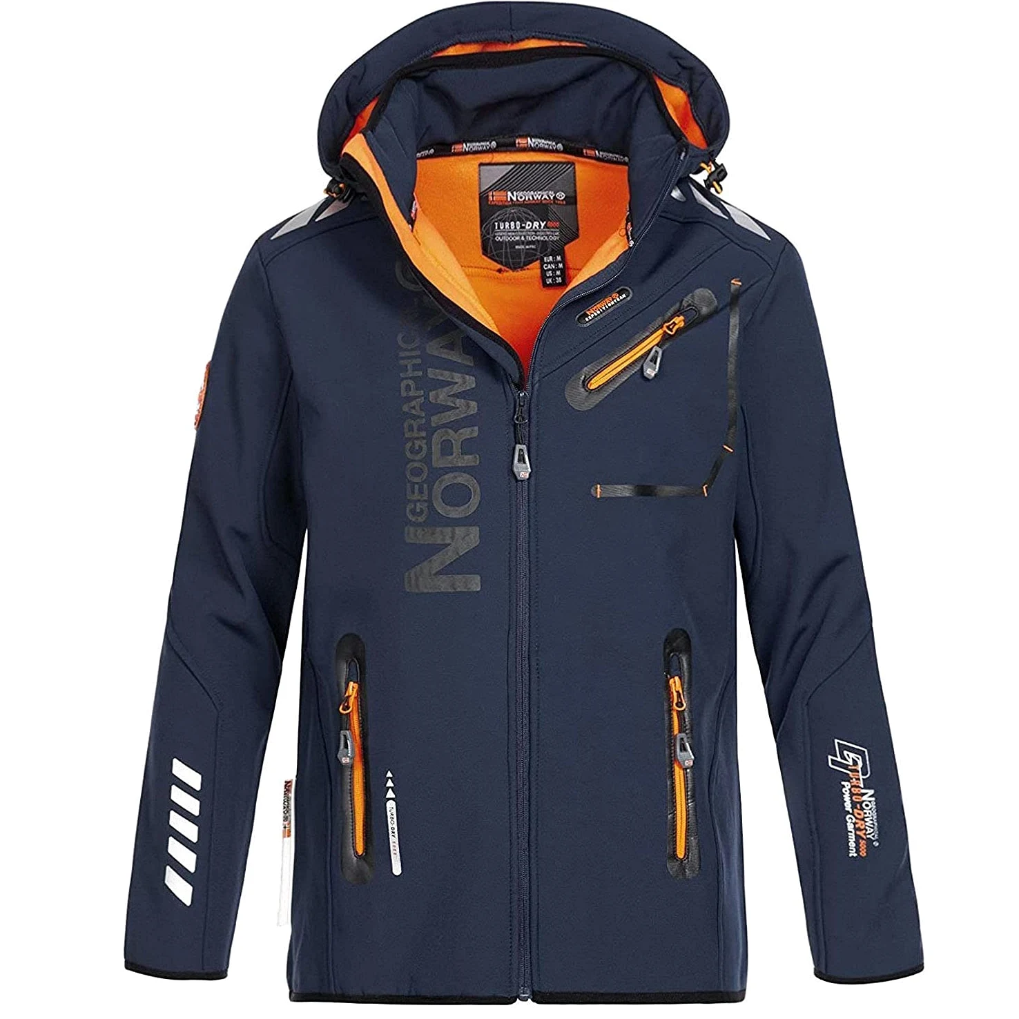 Geographical Norway Męska kurtka softshellowa, funkcyjna, outdoorowa, wodoodporna, w zestawie z beanie urbandreamz, Navy RO, M