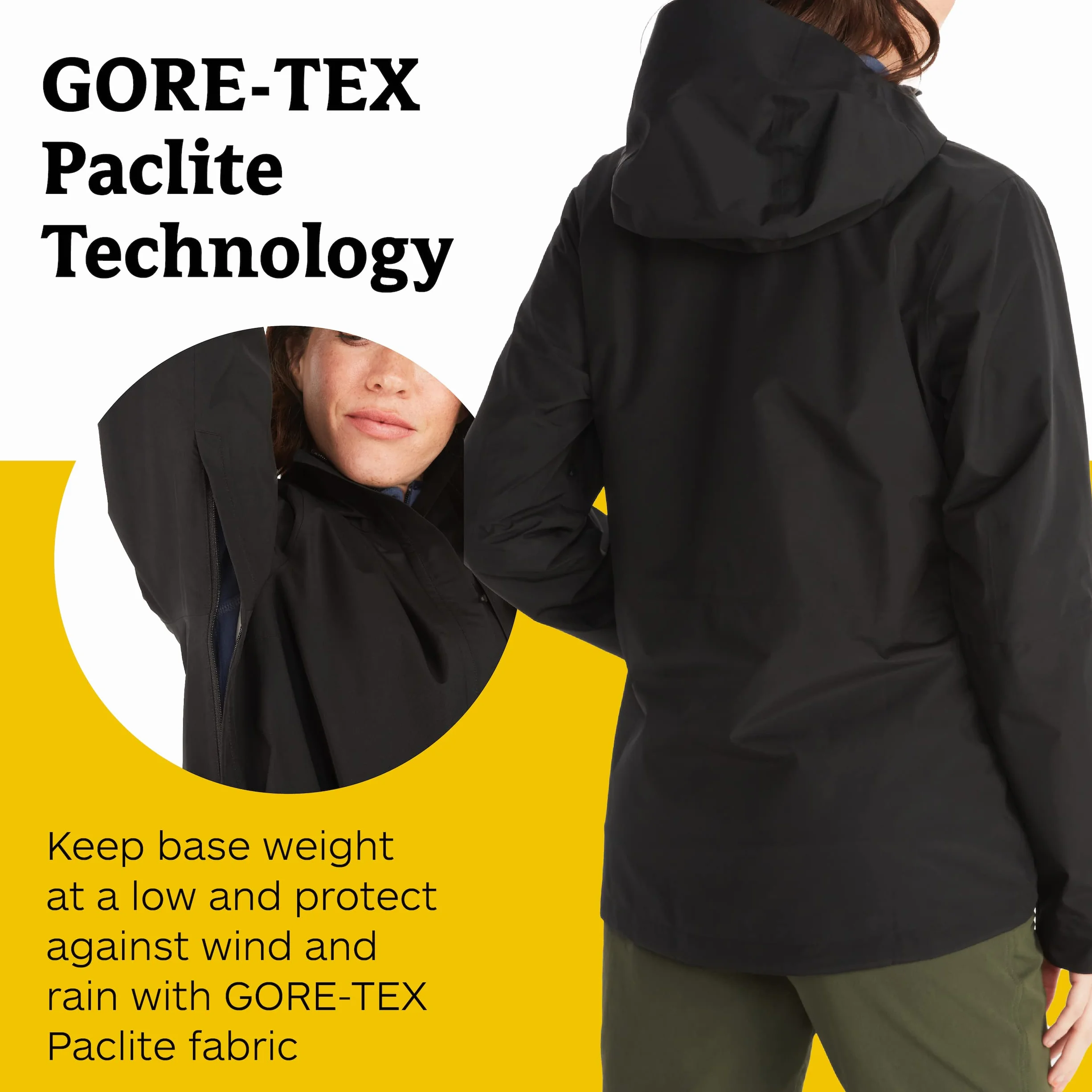 Marmot Kobiety Wm's Minimalist Jacket, Wodoodporna kurtka przeciwdeszczowa GORE-TEX, oddychający płaszcz przeciwdeszczowy z kapturem, lekka wiatrówka hardshell na wędrówki, Black, S