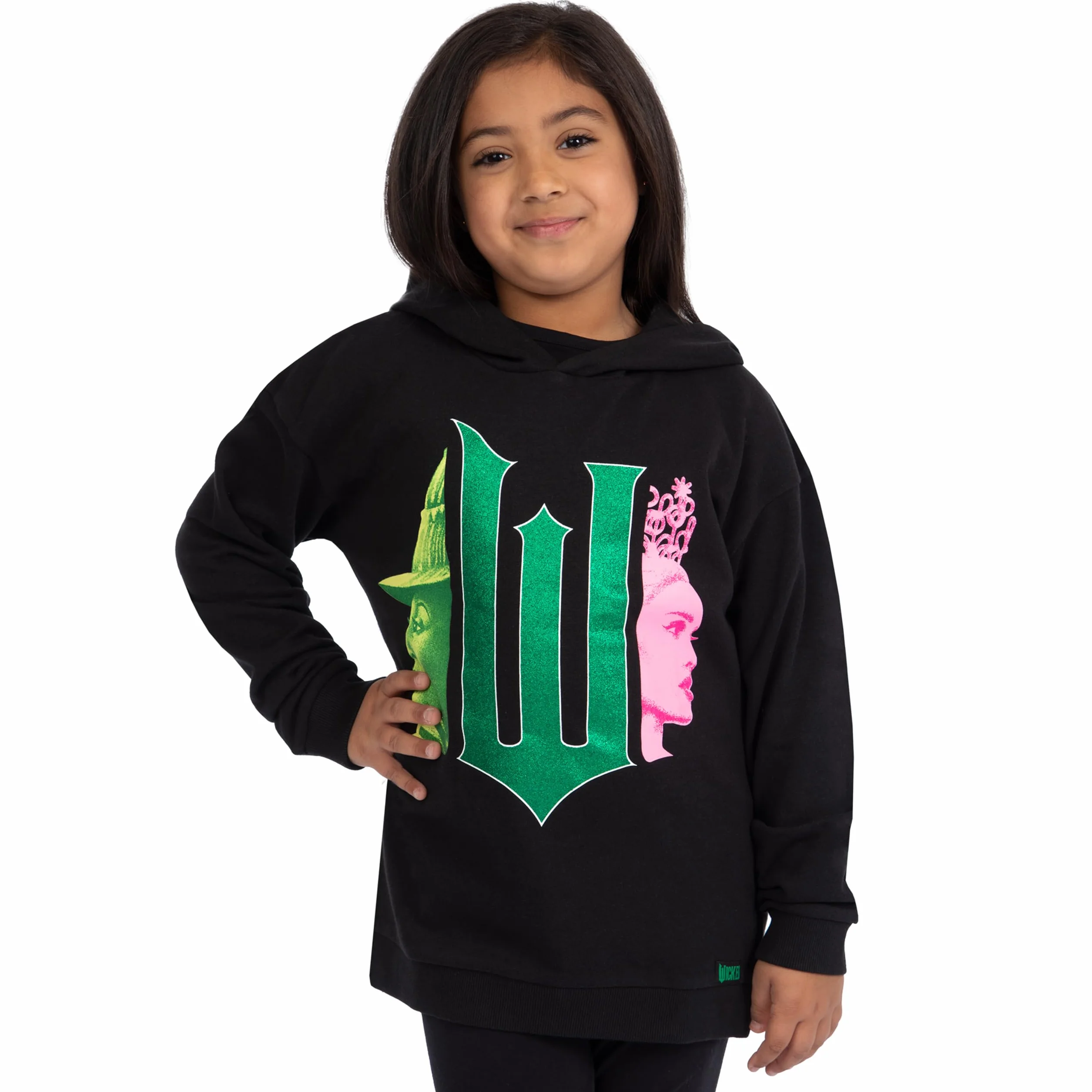 WICKED Bluza Z Kapturem Dla Dziewcząt Elphaba I Glinda Z Brokatem