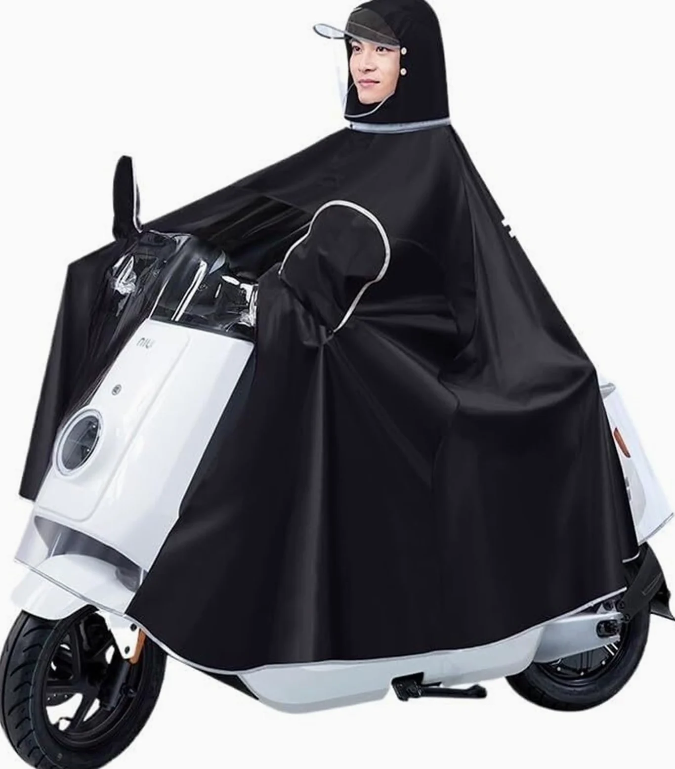 Wodoodporna peleryna przeciwdeszczowa, Odzież przeciwdeszczowa na rower elektryczny, Uniwersalny pokrowiec na pelerynę przeciwdeszczową z kapturem, poncho rowerowe, unisex, wiatroszczelny, przeciwdesz