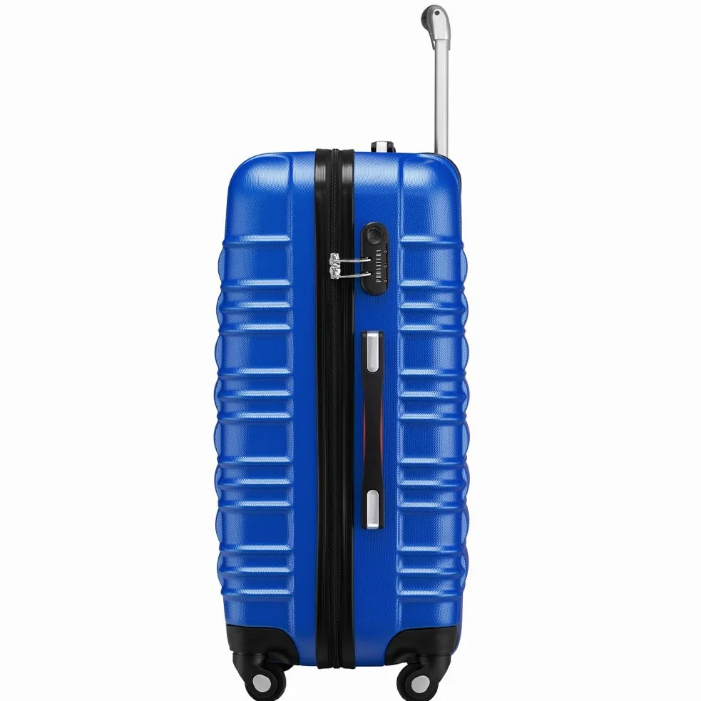 Zestaw 4 twardych walizek ABS, sztywne walizki S-M-L-XL teleskopowy uchwyt i 4 kółka Easy Roll, zamek szyfrowy, wytrzymały wózek podróżny, z bagażem podręcznym, Niebieska, 50x32x75 cm,