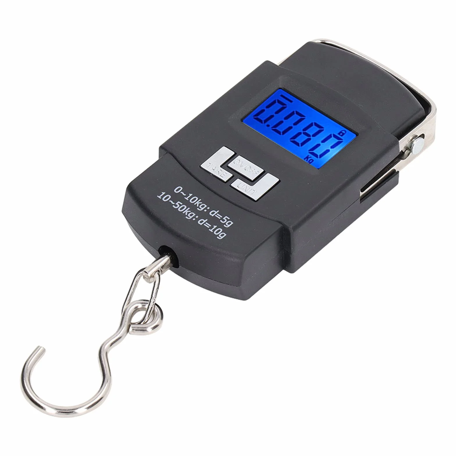 Sxhlseller Wagi bagażowe z wyświetlaczem cyfrowym, przenośna waga do ryb o udźwigu 50 kg, przenośna waga z 4 jednostkami masy na zakupy, podróże, wędkarstwo