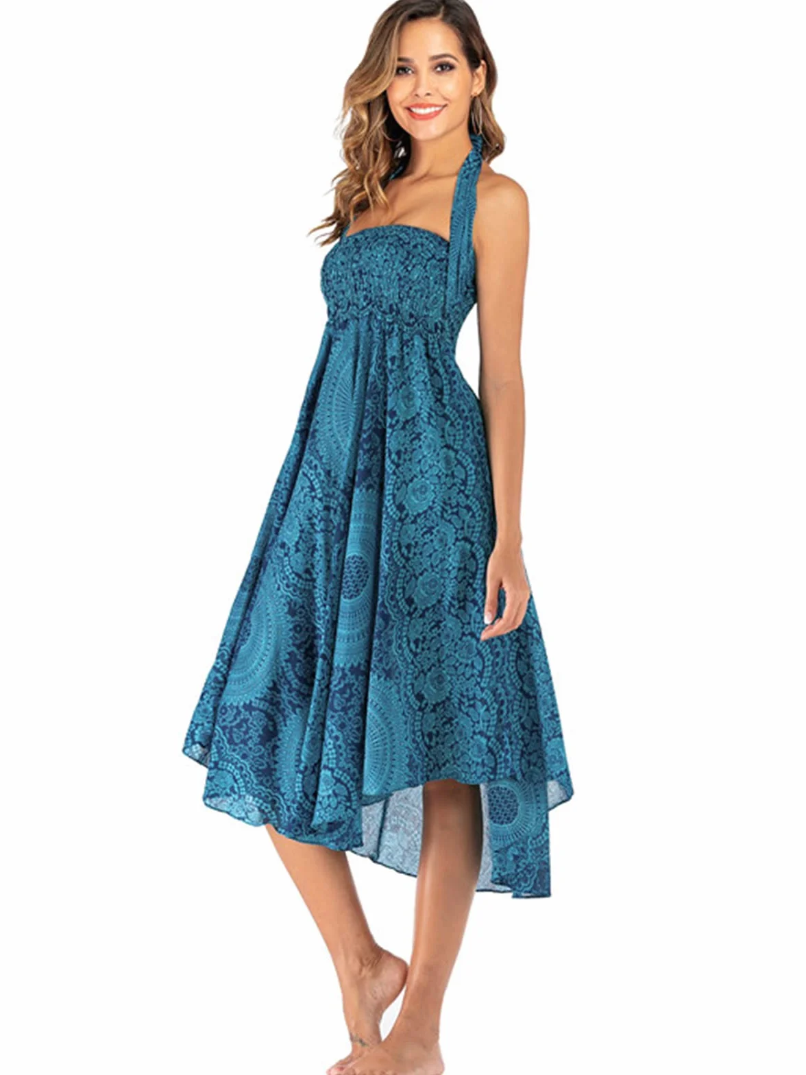 Adigaber Elegancka spódnica maxi 2 w 1 długa sukienka boho do tańca brzucha