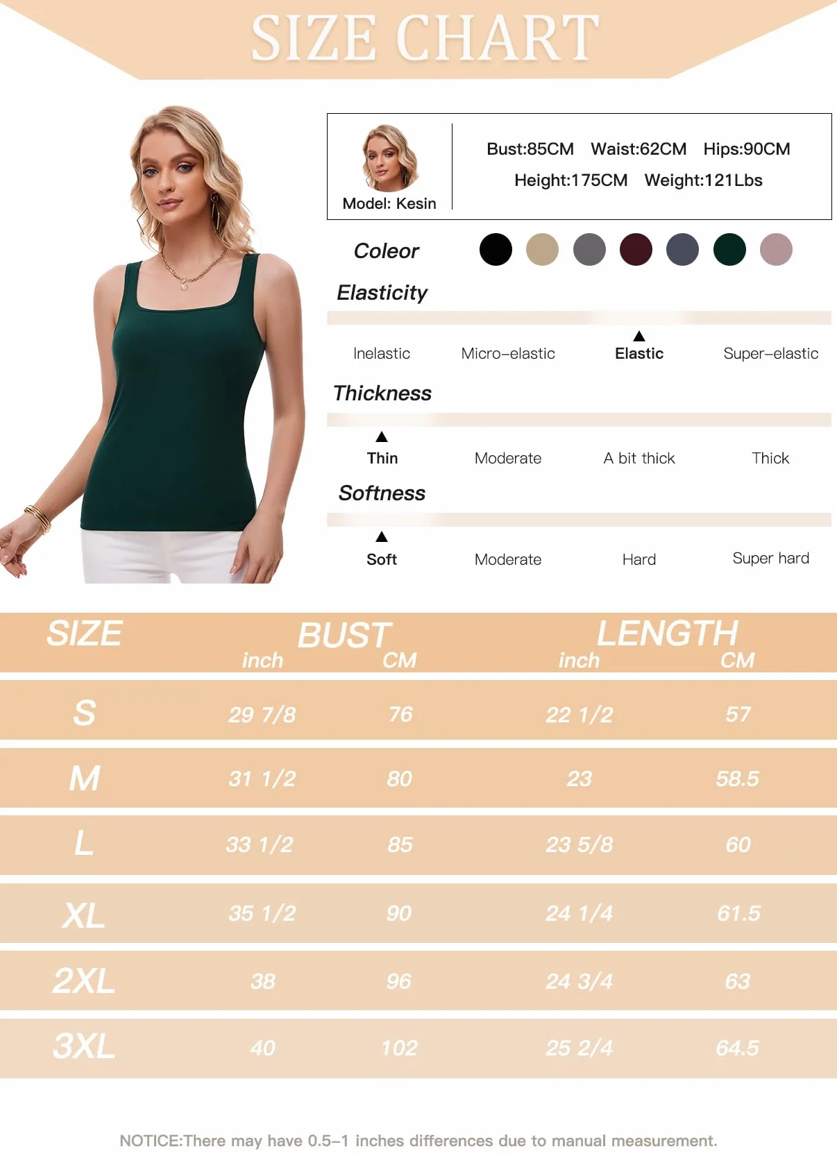 ANYFITTING Damski Biustonosz Zintegrowany Basic Tank U-Shape Tank Damski Basic Tank bez Rękawów Large Strap Tank S-3XL
