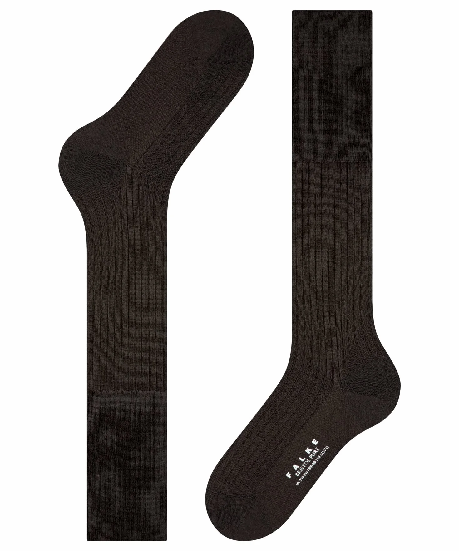 FALKE Mężczyźni Podkolanówki Bristol Pure M Kh Wełna długie jednokolorowe 1 Para, Brązowy Brown 5930, 45-46