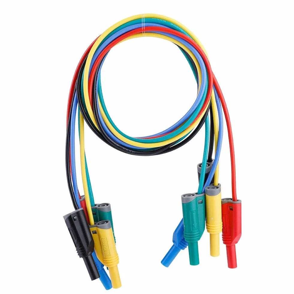 5 sztuk 4mm wtyk bananowy bezpieczeństwa miękki drut silikonowy przewód pomiarowy 14AWG do multimetru (P1050-1)