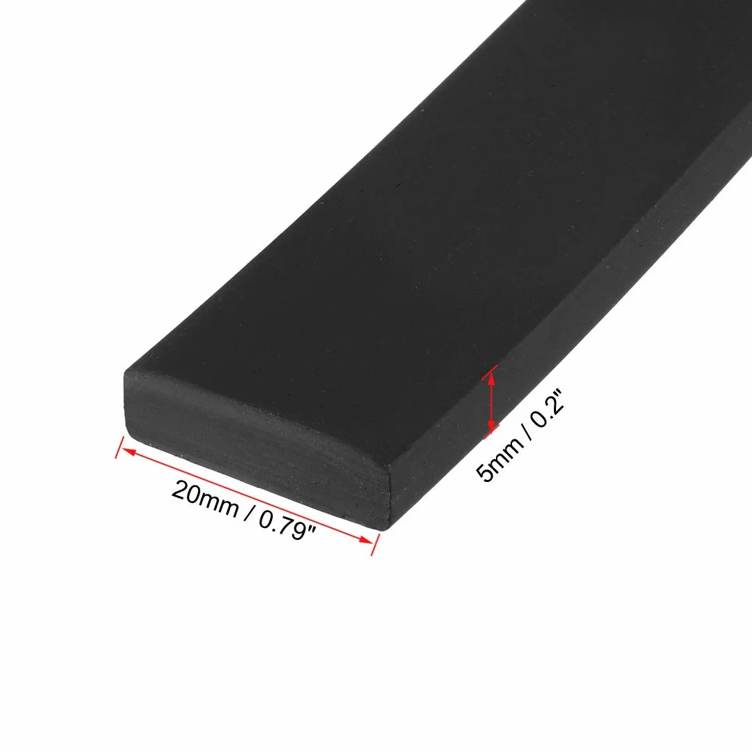 sourcing map Gumowa uszczelka, pasek gumowy, masywny prostokątny o szerokości 20 mm, grubość 5 mm, długość 5 m, kolor czarny