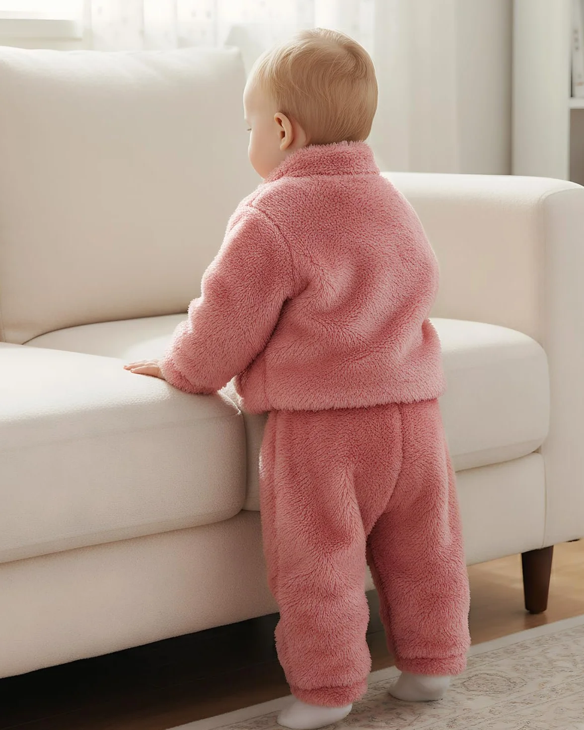 JiAmy Dziecięcy strój dla dziewczynek, zestaw zimowych polarów, 2 sztuki, zamek błyskawiczny, długi rękaw, spodnie, bluza, unisex, piżama, zestawy odzieży dla 1-5 lat