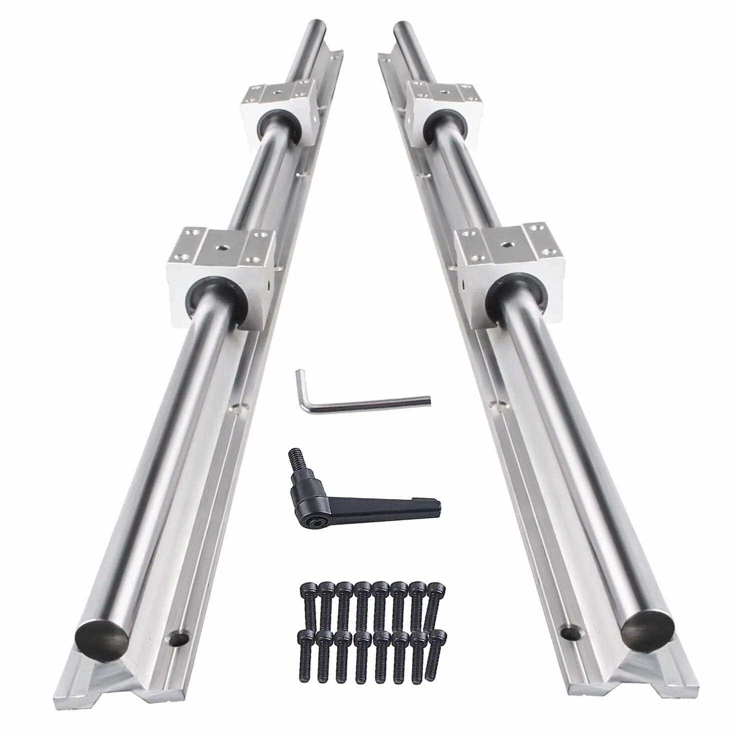 CNCMANS Linear prowadnica szynowa, 2 sztuki, SBR12, 1000 mm, stal nierdzewna, szyna liniowa z 4 szt. SBR12UUU, elementy liniowe rail CNC do urządzeń zautomatyzowanych (SBR12-1000 mm)