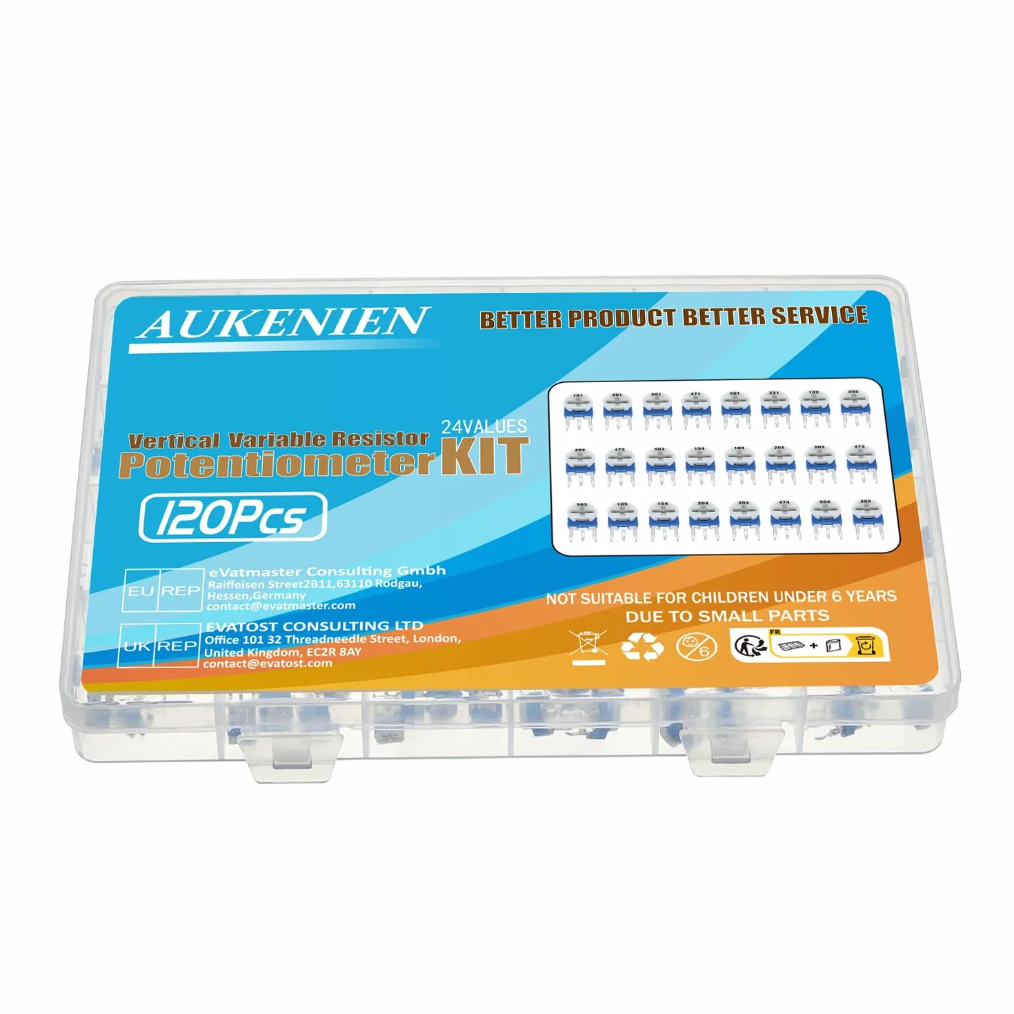 AUKENIEN 24Wartości 120szt Potencjometr trymera pionowy rezystor zmienny 100 200 300 470 500 220 1K 2K 3K 4,7K 5K 150K 10K 20K 30K 47K 50K 100K 200K 300K 470K 500K 1M 2M Ohm Klasyfikacja Zestaw