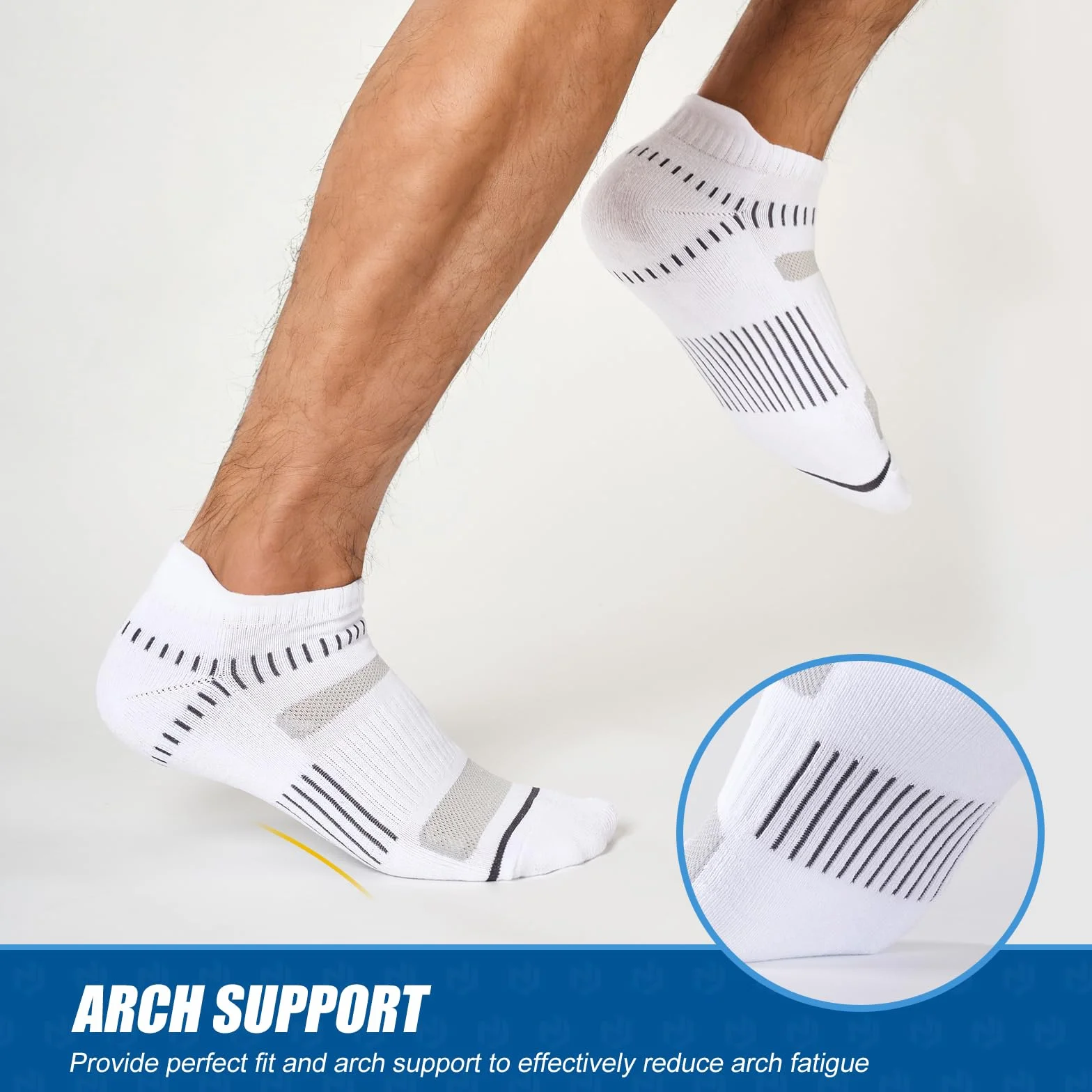 Niofind Męskie Skarpety Sportowe Do Kostek 6 Par, Amortyzujące Unisex, Bawełniane Oddychające Szybkoschnące, Do Biegania Dojazdów Pieszych Wędrówek, Klasyczne Czarne/Białe/Szare