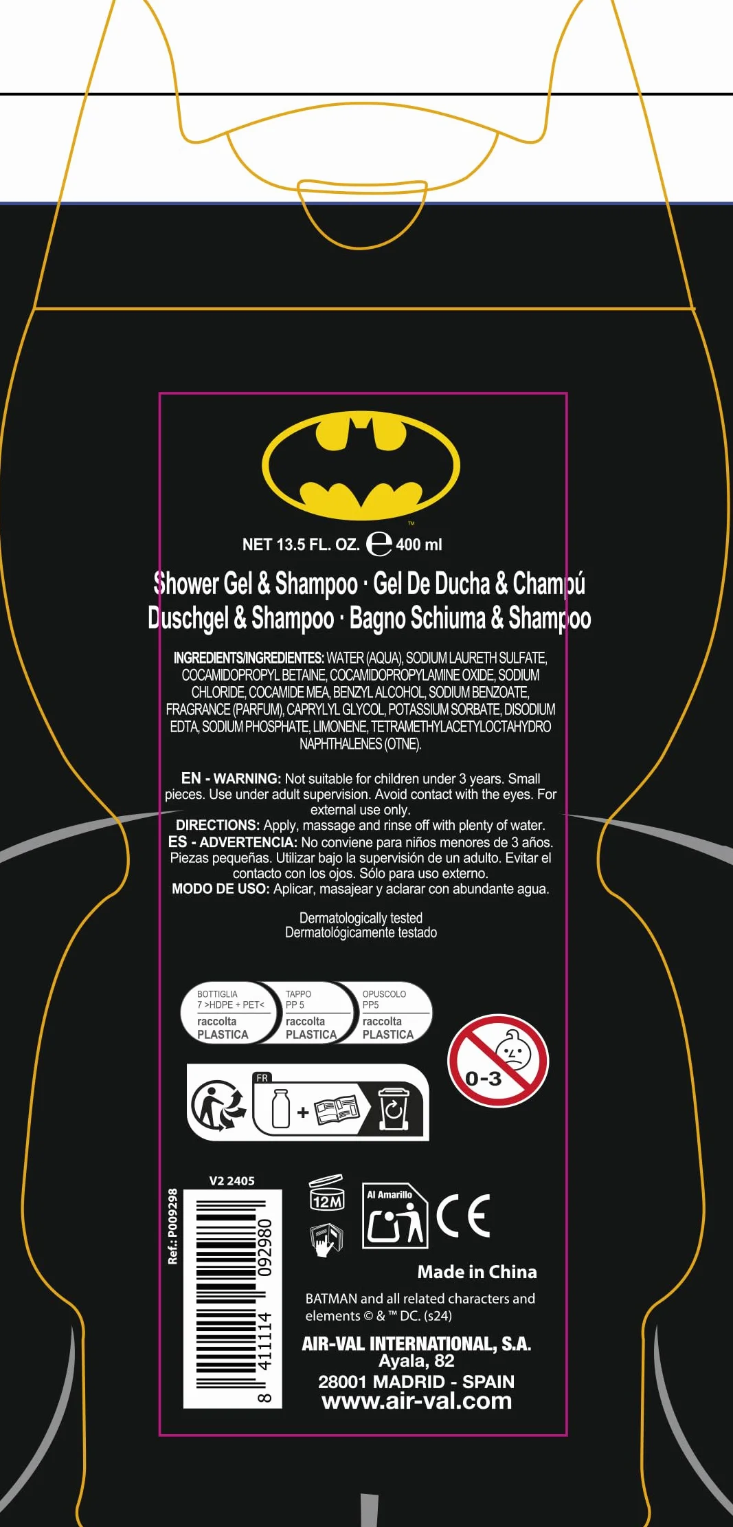 Batman Żel pod prysznic i szampon 2D 400 ml