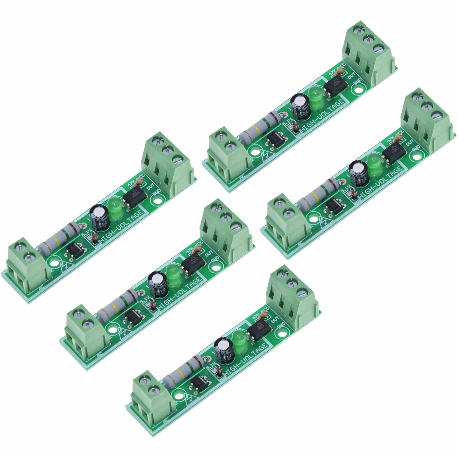 5 szt. 1-kanałowy 220 V AC moduł transoptyczny / 220 V transoptor izolacja mikrokontrolera/wykrywanie obecności napięcia 220 V / może być podłączony do PLC, wyjście poziomu TTL