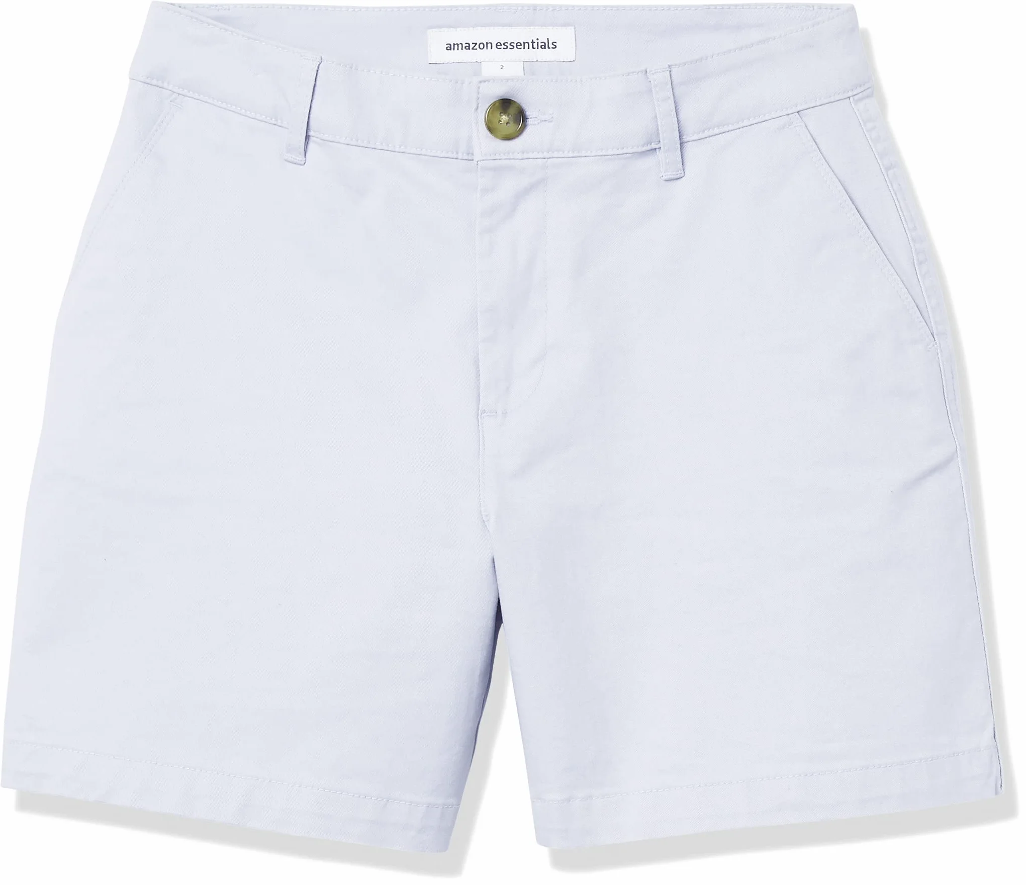 Amazon Essentials Damskie szorty slim fit 13,5 cm nogawki khaki jasnoniebieskie 12