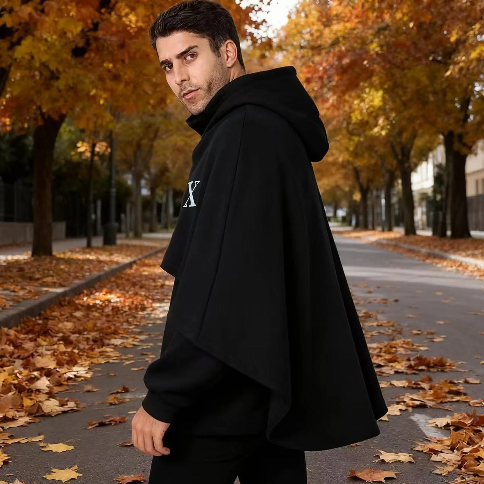 Męska Bluza z Kapturem, Podstawowy Sweter z Kapturem, Poncho Cape Bluza z Kapturem