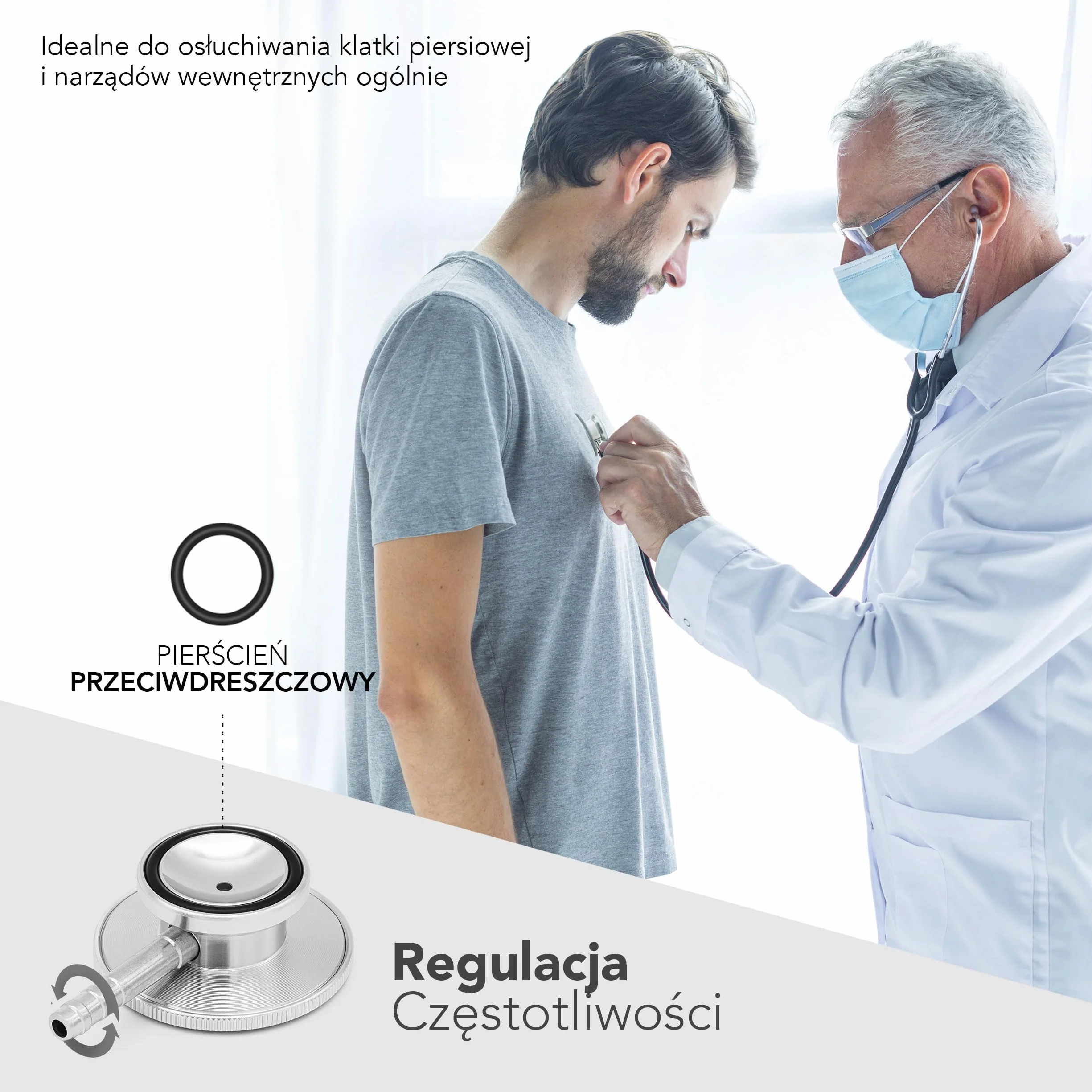 AIESI Stetoskop z Podwójną Głowicą dla Dorosłych, Doctor B-Scope, Czarny