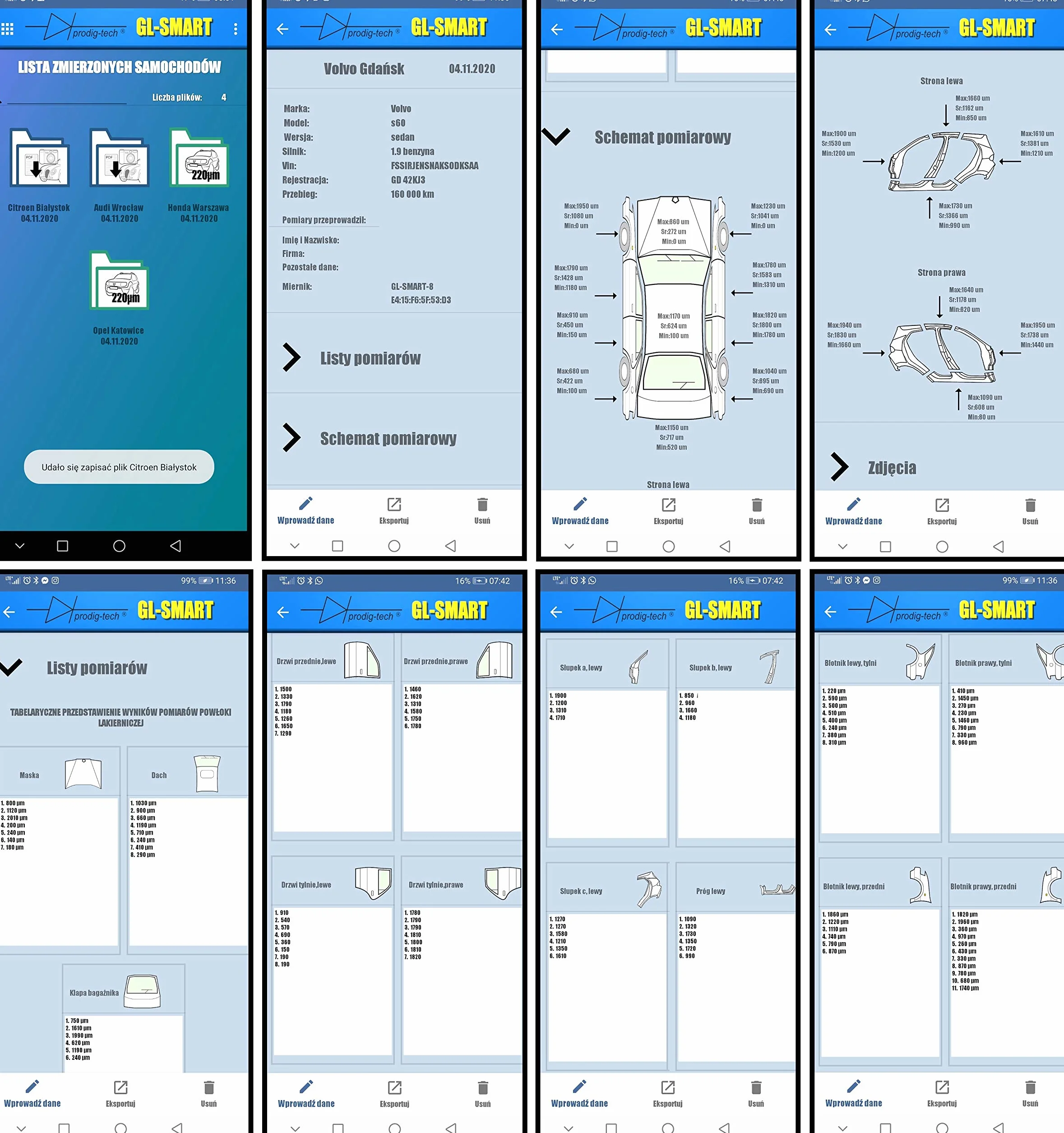 Miernik grubości lakieru GL-SMART-S (PL/EN/DE) | Aplikacja mobilna Android, iOS | Sonda na przewodzie - dociskowa | Grubościomierz lakieru samochodowego | Tester lakieru | Miernik grubości farby na samochodzie | Stal, stal ocynkowana, aluminium | Asystent