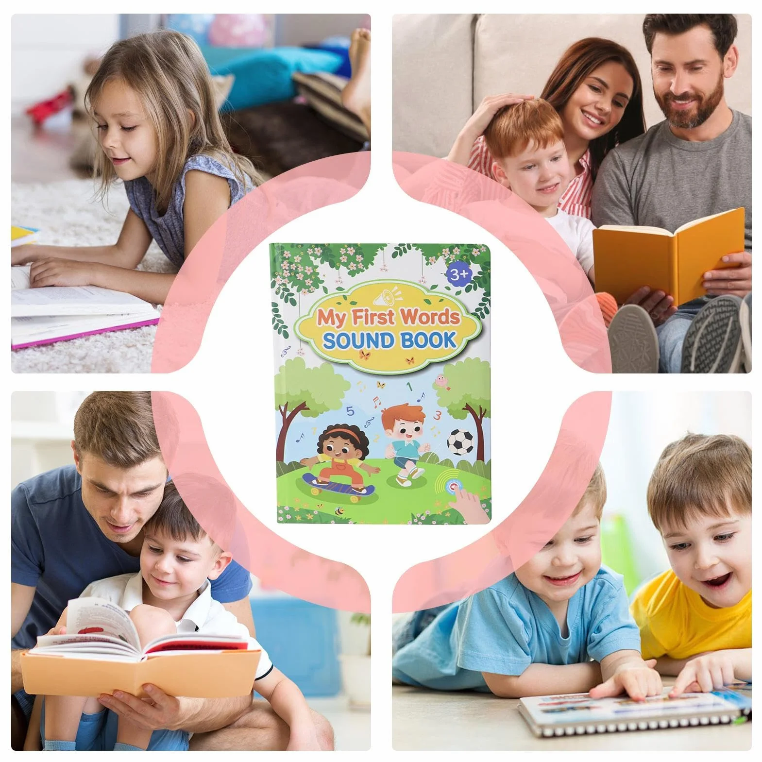 Talking Word Book , Educational Interactive Books, English Words Learning Tool, Fun Sound Learning Toy, Language Development Aid for Children, Preschoolers, 7.8x10.55 inches