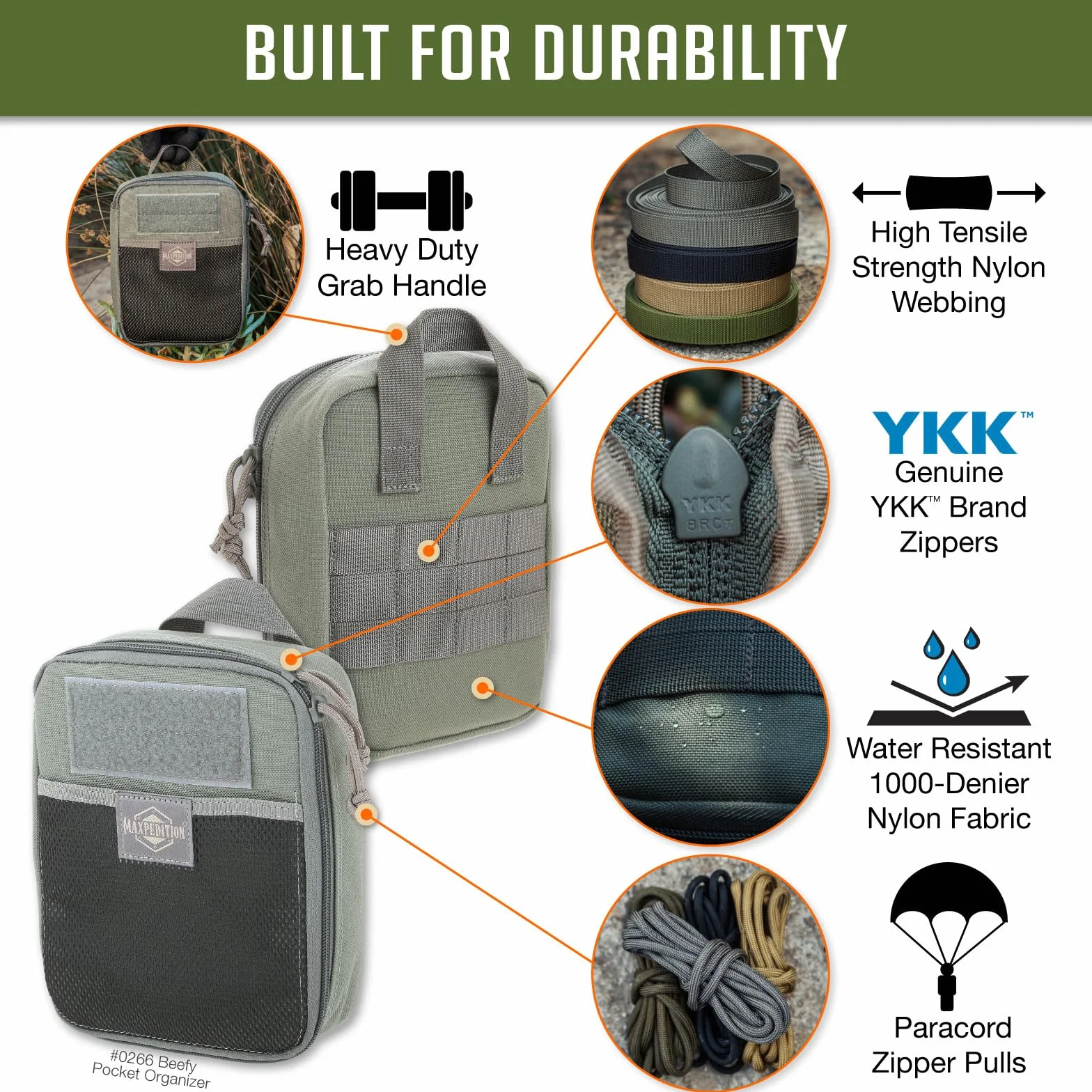 MAXPEDITION Beefy kieszonkowy organizer, kompaktowy, kompatybilny z MOLLE, nylonowy woreczek taktyczny 1000D, narzędzie do noszenia na co dzień i przechowywanie sprzętu na zewnątrz, taktyczny,