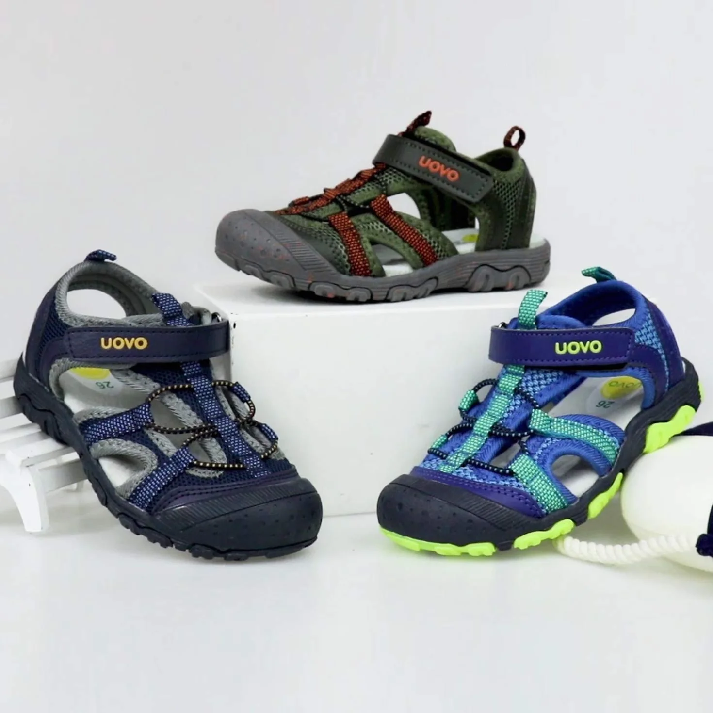 UOVO Sandały chłopięce do trekkingu, wędrówek, dla dzieci, buty letnie, outdoorowe, z zamkniętymi palcami, sportowe sandały 25-35