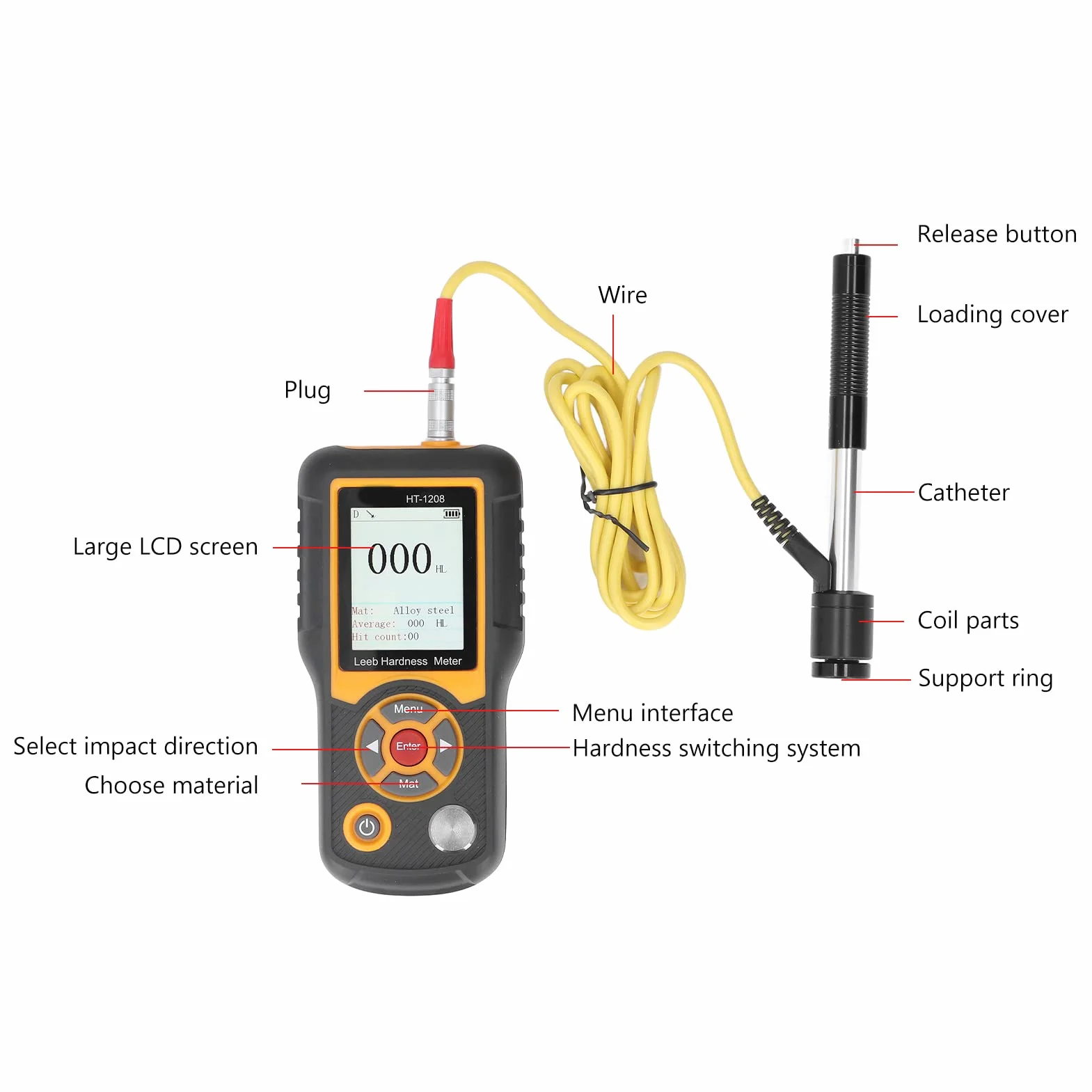 Twardościomierz, 170 do 960 HL Tester Twardości Metali HL HRA HRB HRC HB HV HSD, 40 Zestawów Danych, Profesjonalny Miernik Twardości do Produkcji Maszyn Petrochemicznych