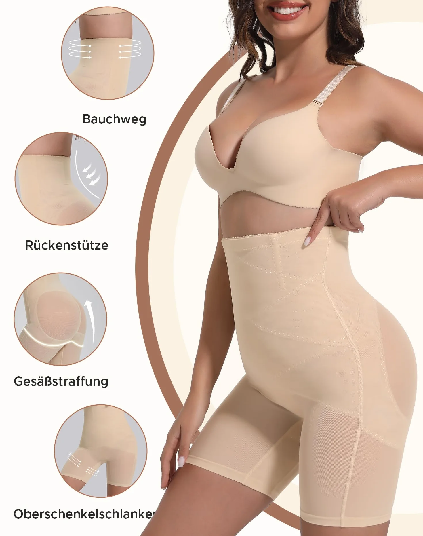 INNERSY Damskie majtki wyszczuplające brzuch z nogawkami modelujące sylwetkę