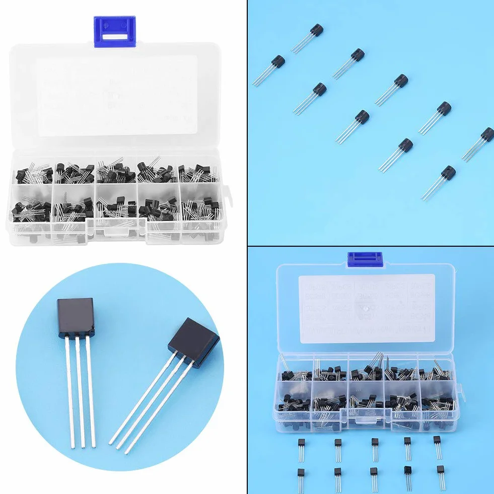 Tissting Tranzystory ogólnego przeznaczenia, Zestaw 200 sztuk 10 wartości BC327-BC558 NPN PNP do projektów elektronicznych, TO-92, dla profesjonalistów i entuzjastów elektroniki