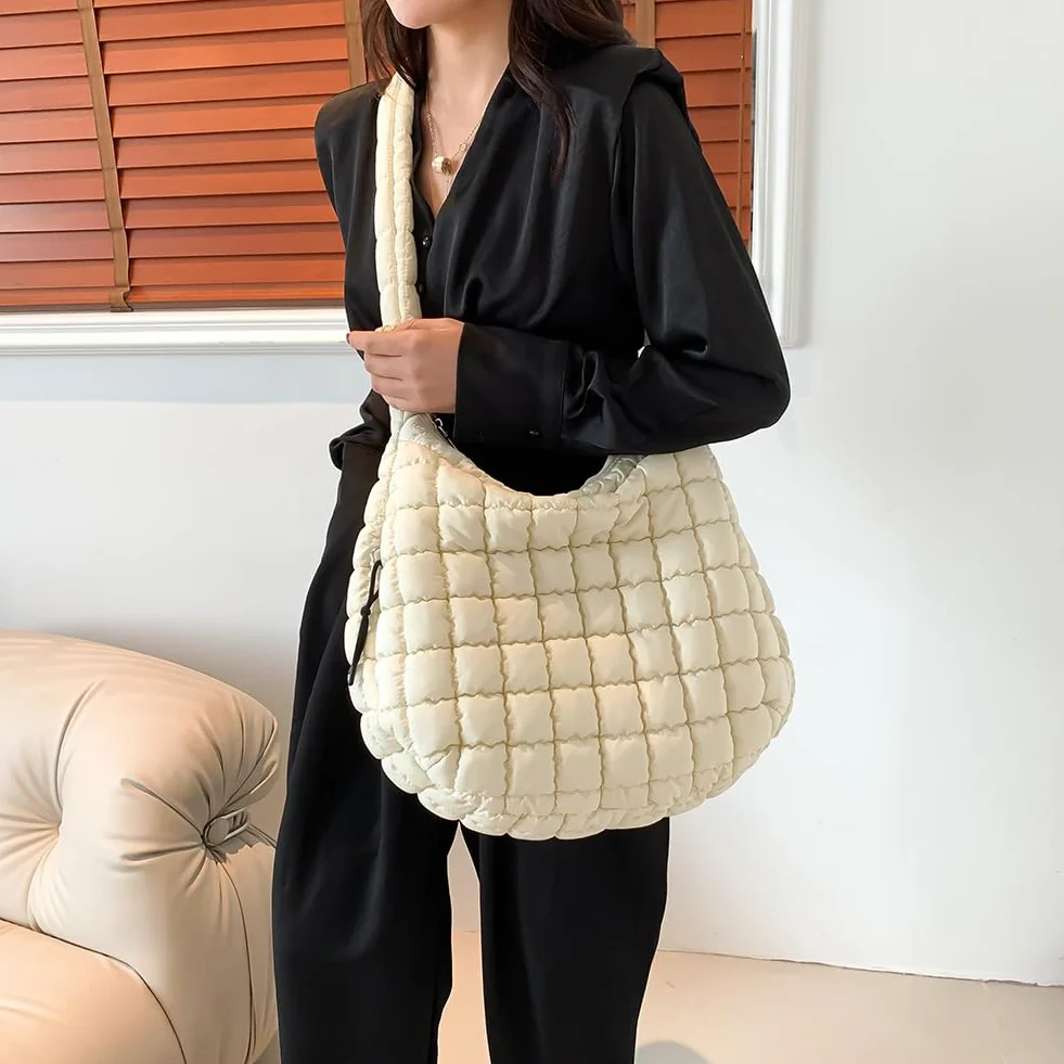 Damska torba hobo w chmurze duża pojemność pikowana bąbelki torba crossbody jednolity kolor modna wyściełana torba na ramię puffer torby na ramię