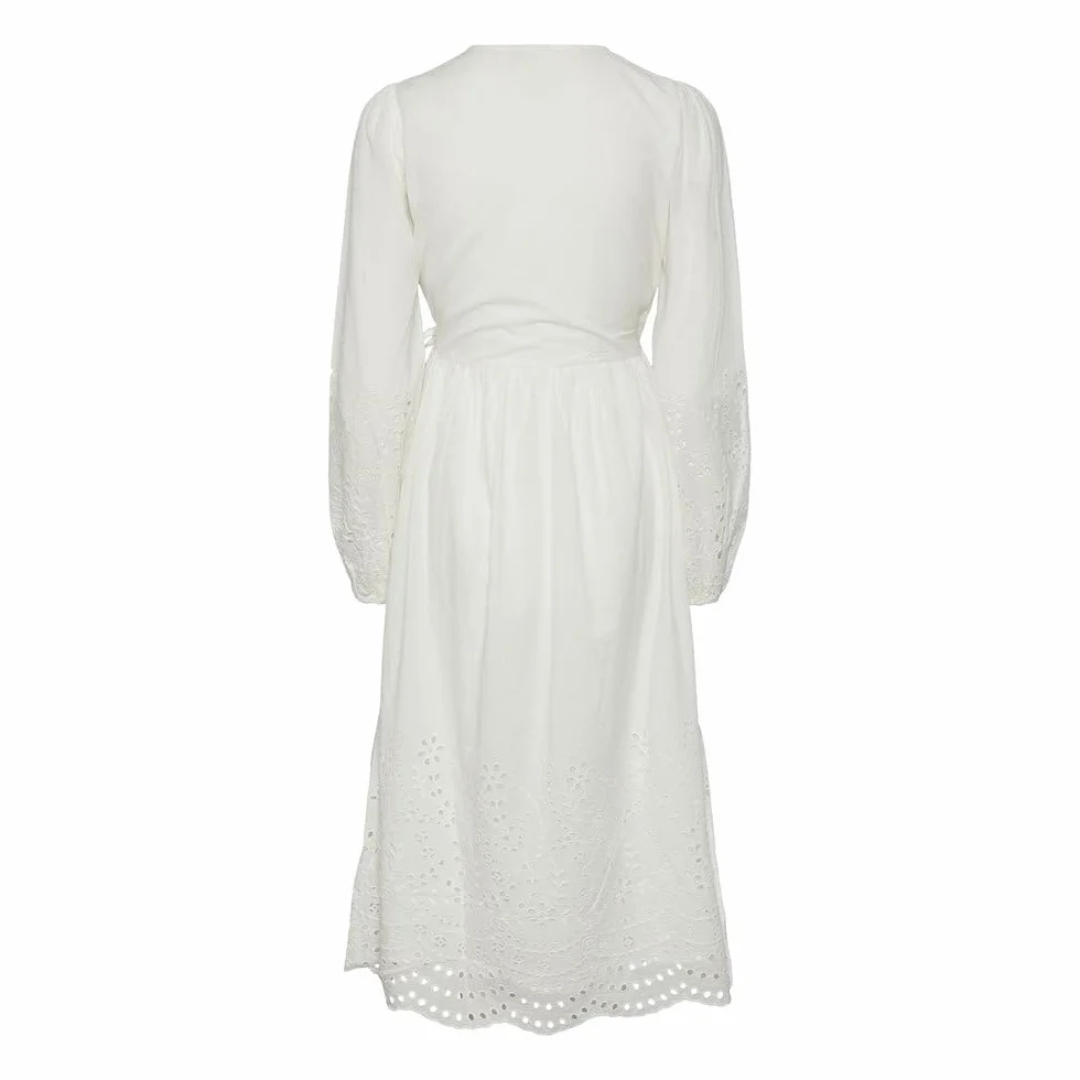 Y.A.S Yasluma Ls Long Wrap Dress S. Noos, Star White, S