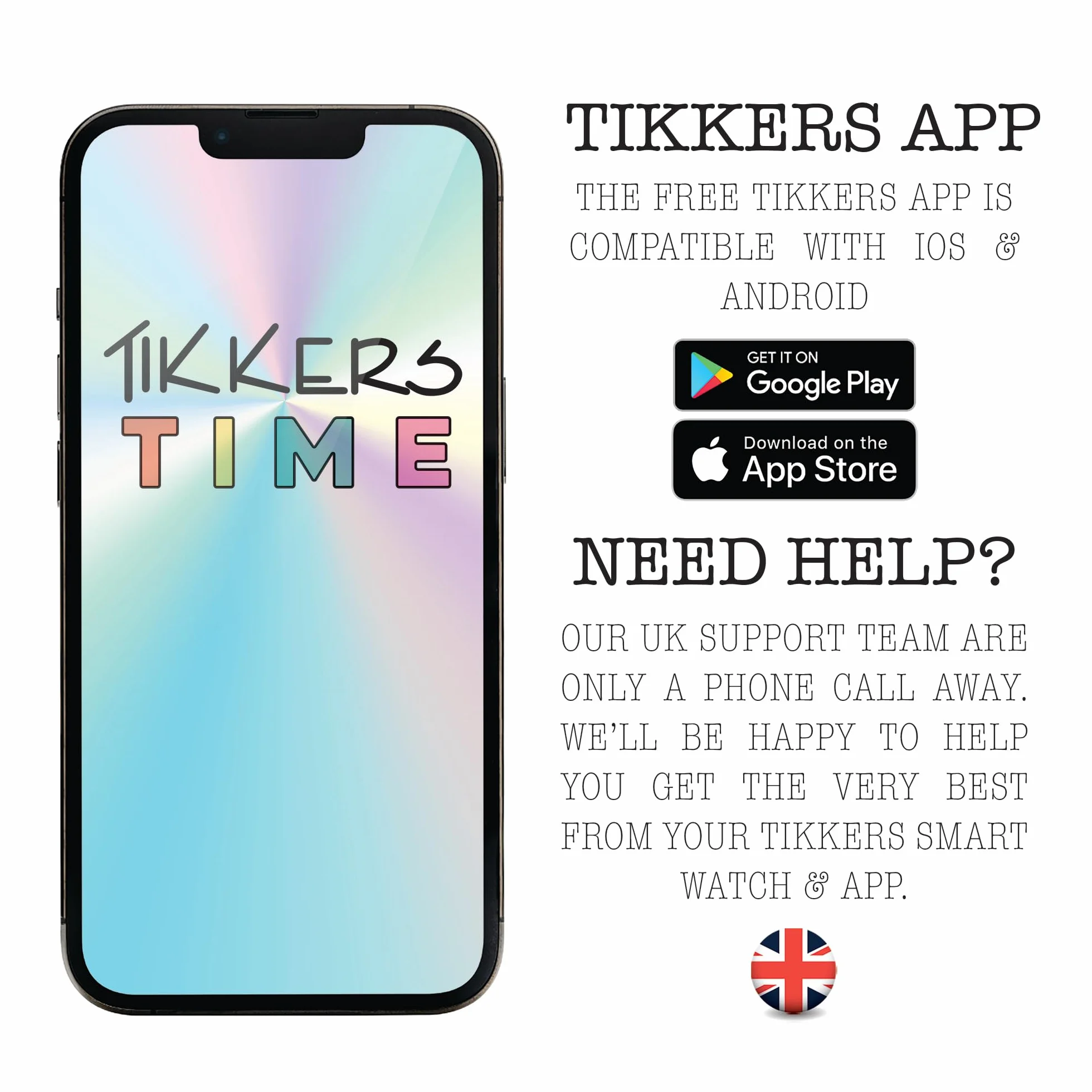 Tikkers Kids Series 13 Smart Watch z trackerem fitness, budzikiem, kamerą, połączeniem GPS, pulsometrem, licznikiem kroków, ekranem dotykowym, niebieskim paskiem silikonowym