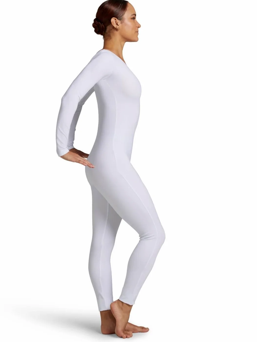 Capezio Unitard damski z długim rękawem, biały, S