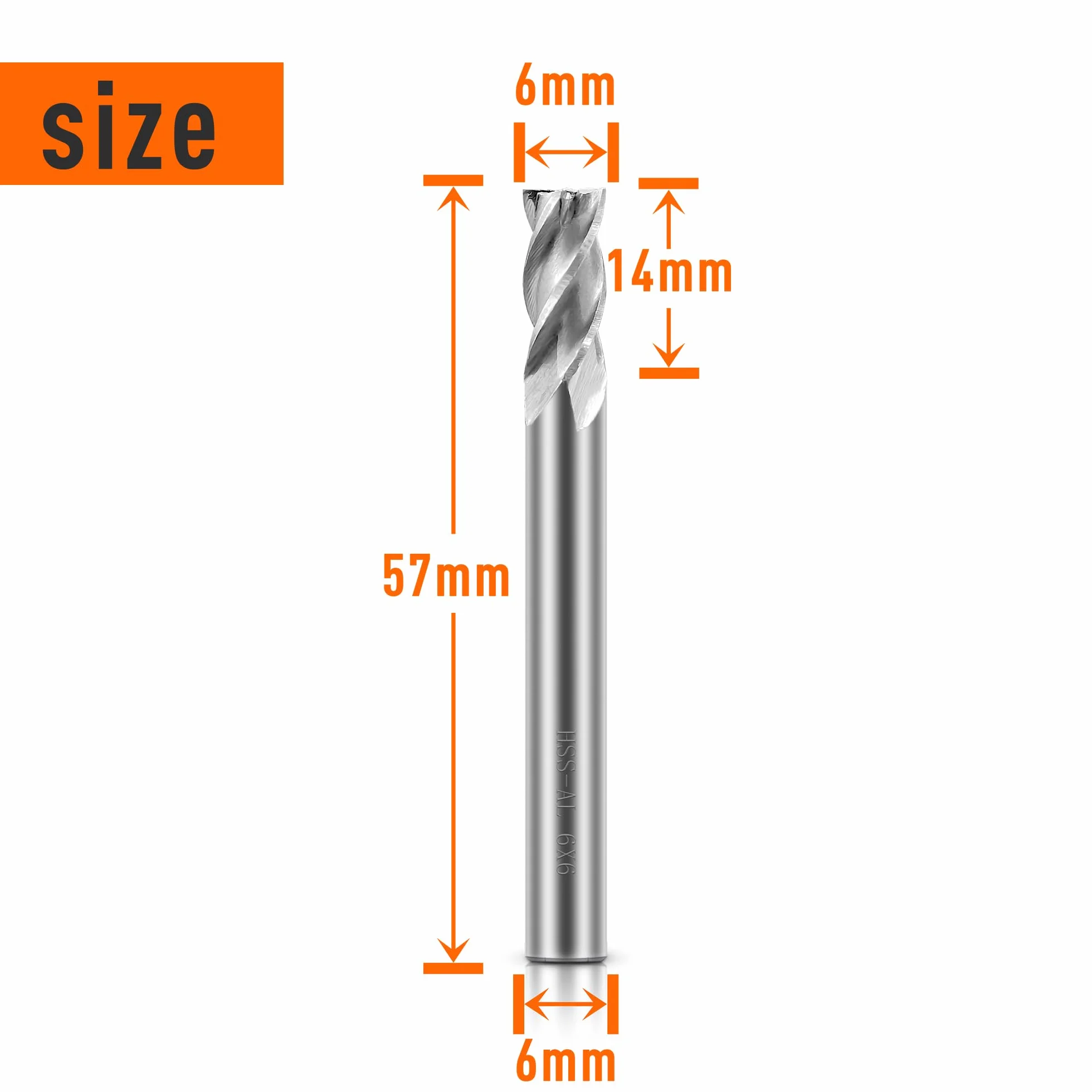 ASNOMY Frez trzpieniowy HSS 6mm tokarka CNC prosty trzpień 6mm, 4-rowkowy frez spiralny ostrze zestaw frezów trzpieniowych wiertło frez końcowy bit frezarski