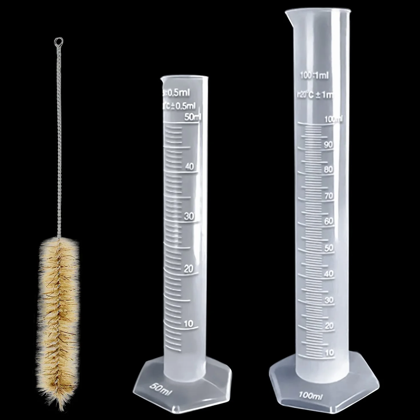 Cylinder pomiarowy z tworzywa sztucznego 50 ml 100 ml 2 szt. przezroczysty z podziałką