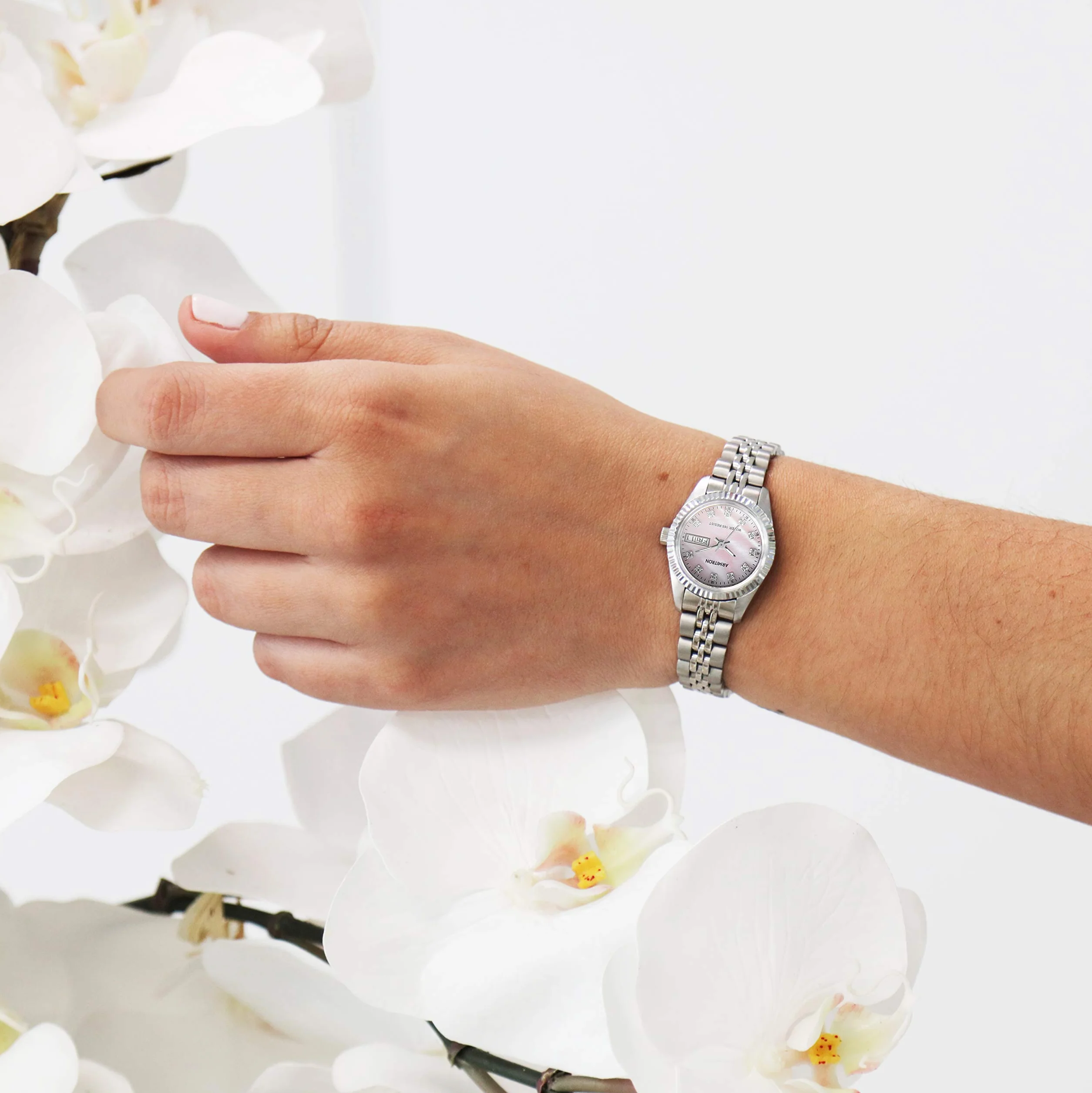 Armitron Women's Genuine Crystal Accented Day/Date Function Bracelet Watch 75/2475